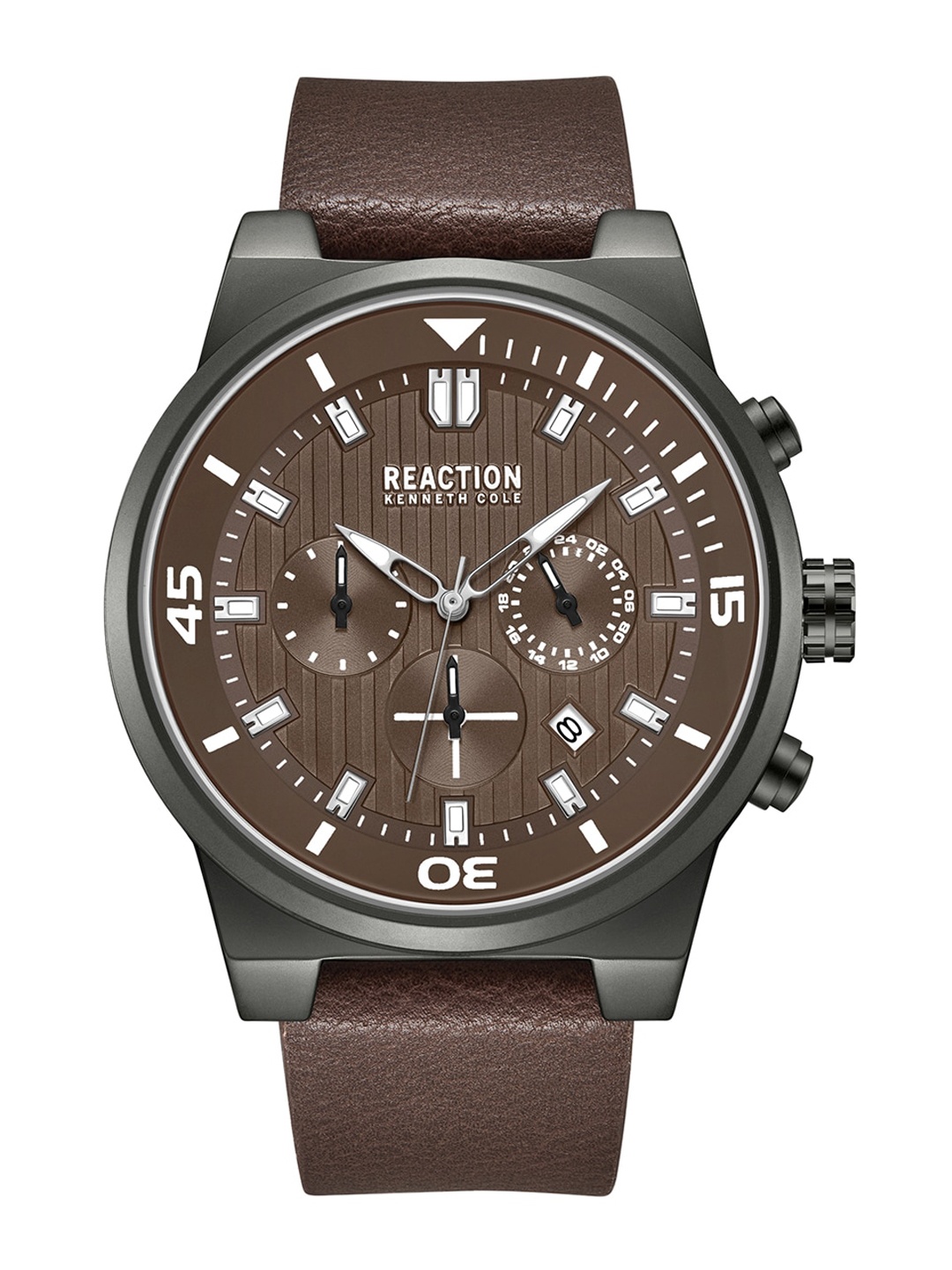 REACTION KENNETH COLE Men Chronograph Leather Strap Analogue Watch KRWGF2192704, Brown
REACTION KENNETH COLE Men Chronograph Leather Strap Analogue Watch KRWGF2192704, Brown