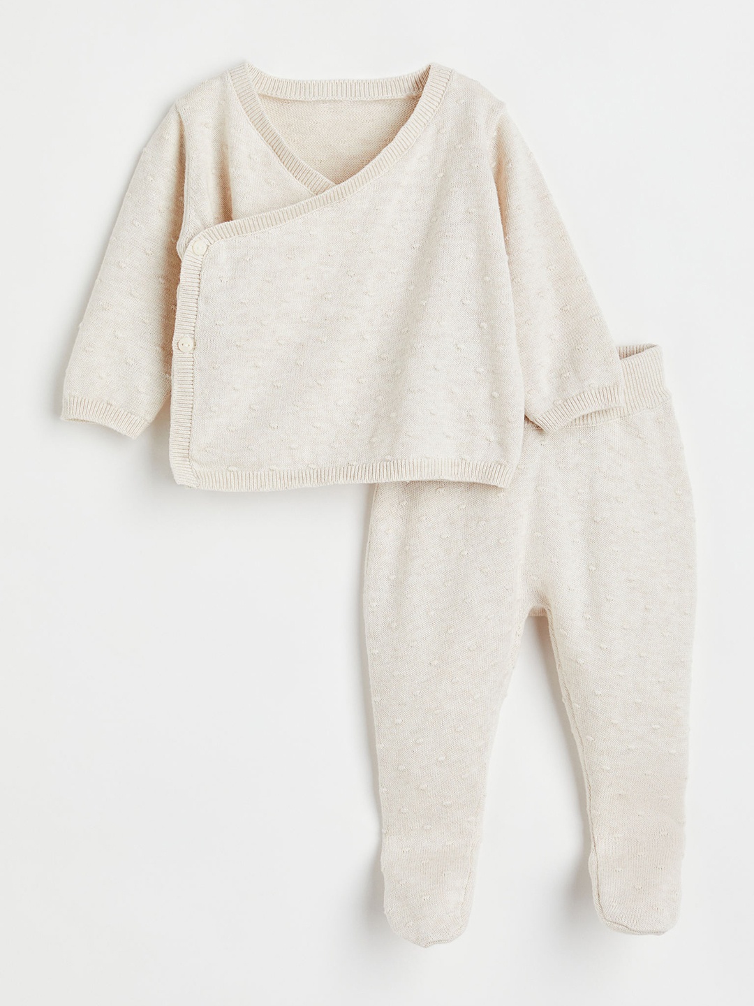 H&M Boys Off White 2-Piece Knitted Cotton Clothing Set