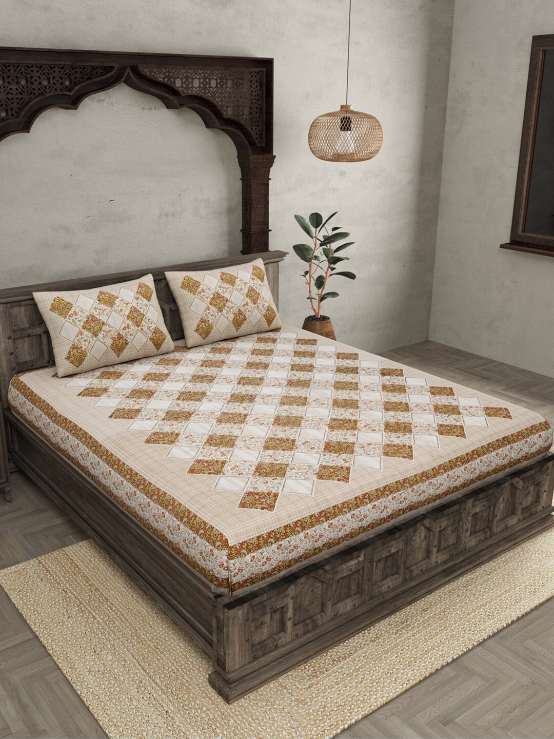 JAIPUR FABRIC Geometric 240 TC Pure Cotton King Bedsheet with 2 Pillow Covers, Brown
JAIPUR FABRIC Geometric 240 TC Pure Cotton King Bedsheet with 2 Pillow Covers, Brown