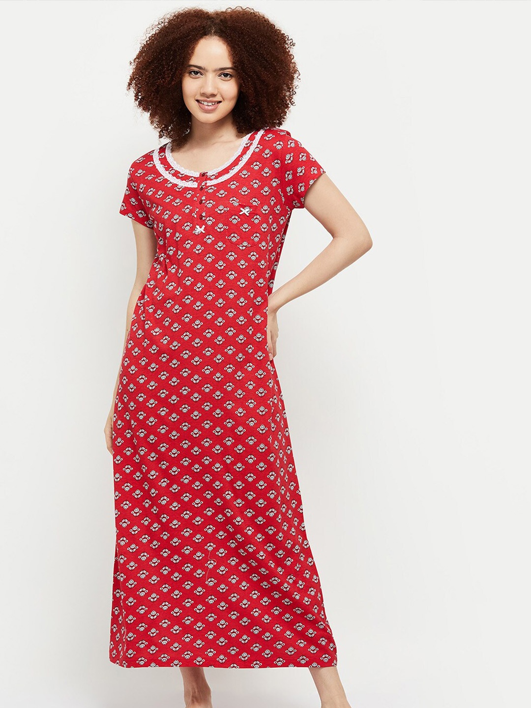 max Red Printed Floral Maxi Nightdress