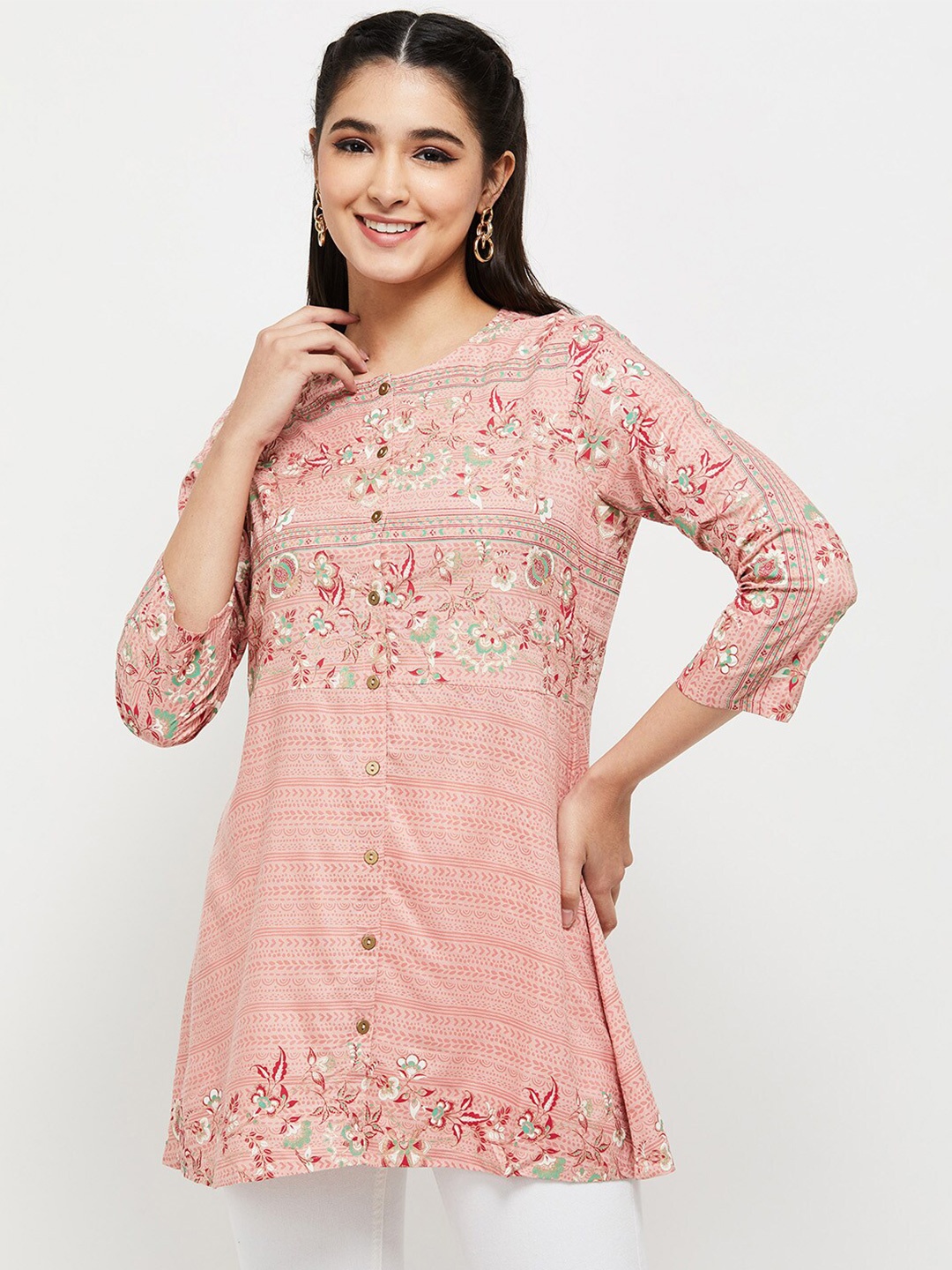 max Women Floral Printed Tunic, Pink