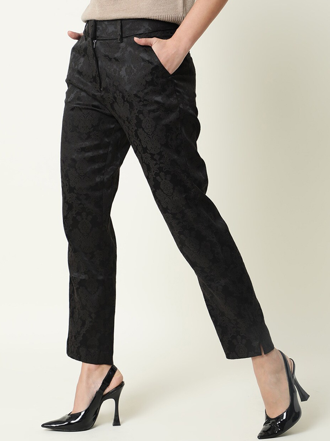 RAREISM Solid Black Trousers