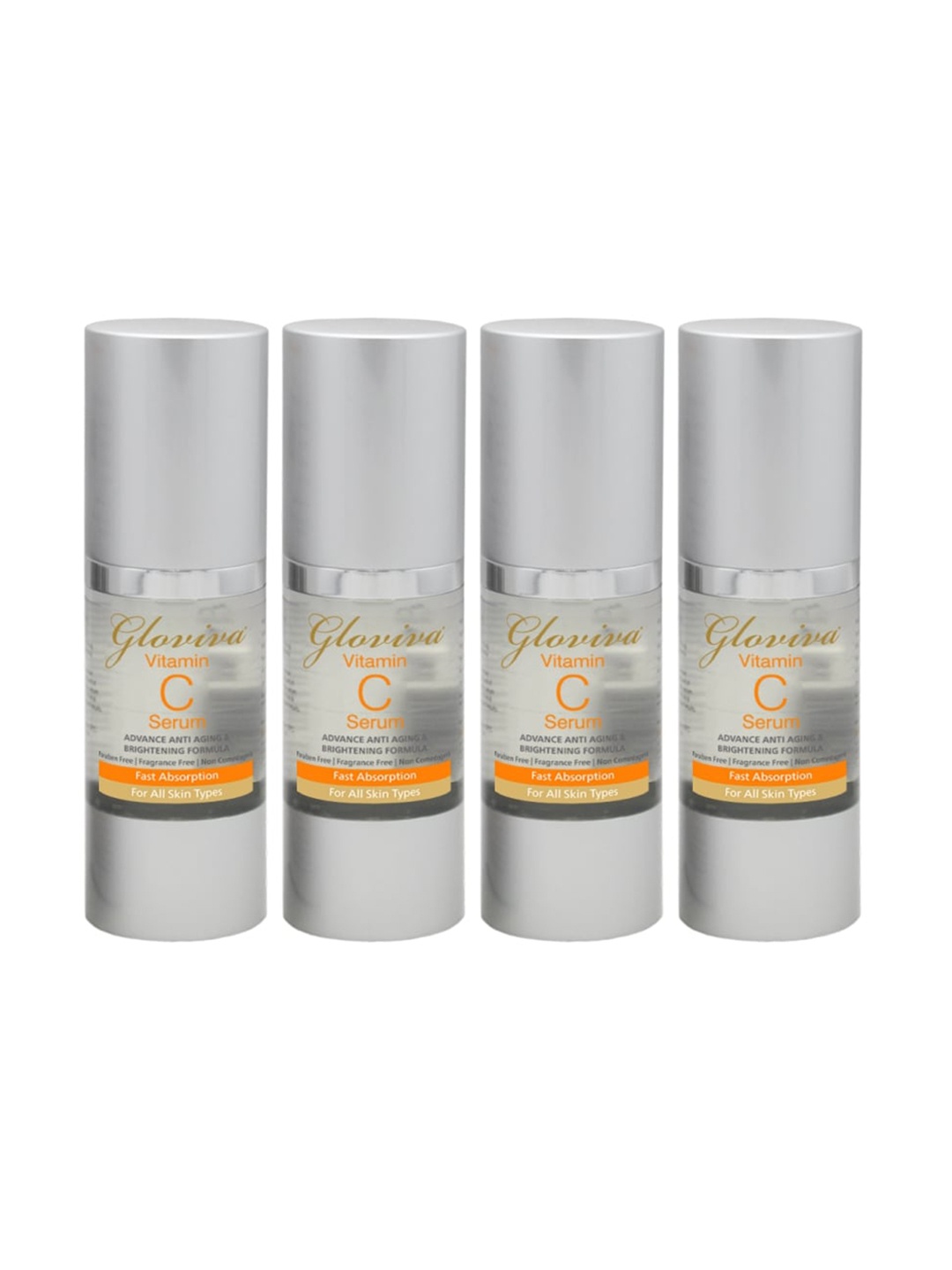 Gloviva Set Of 4 Advance Anti-Aging Fast Absorption Vitamin C Face Serum - 30 ml Each, Silver
Gloviva Set Of 4 Advance Anti-Aging Fast Absorption Vitamin C Face Serum - 30 ml Each, Silver