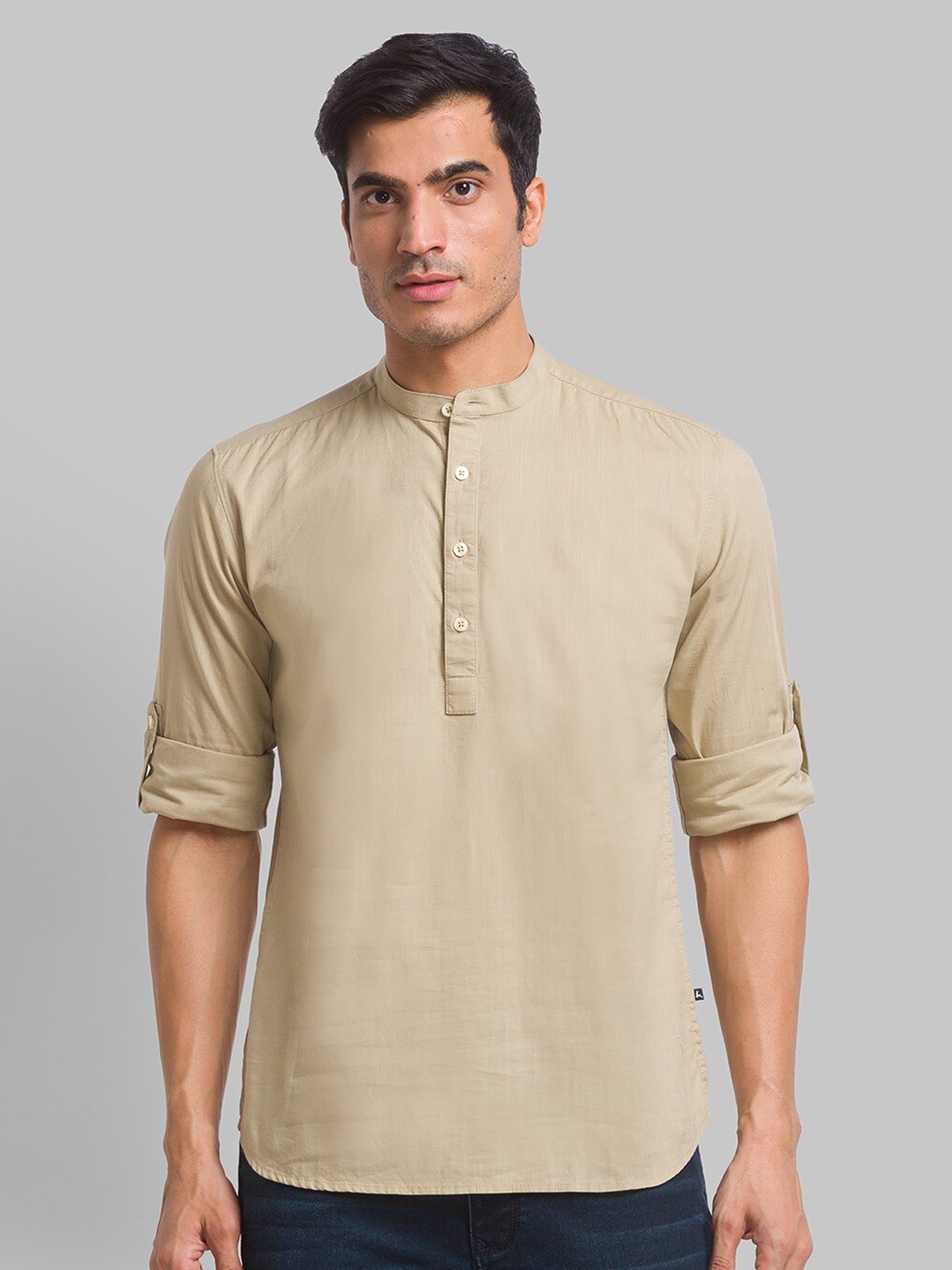 Parx Men Beige Slim Fit Casual Shirt