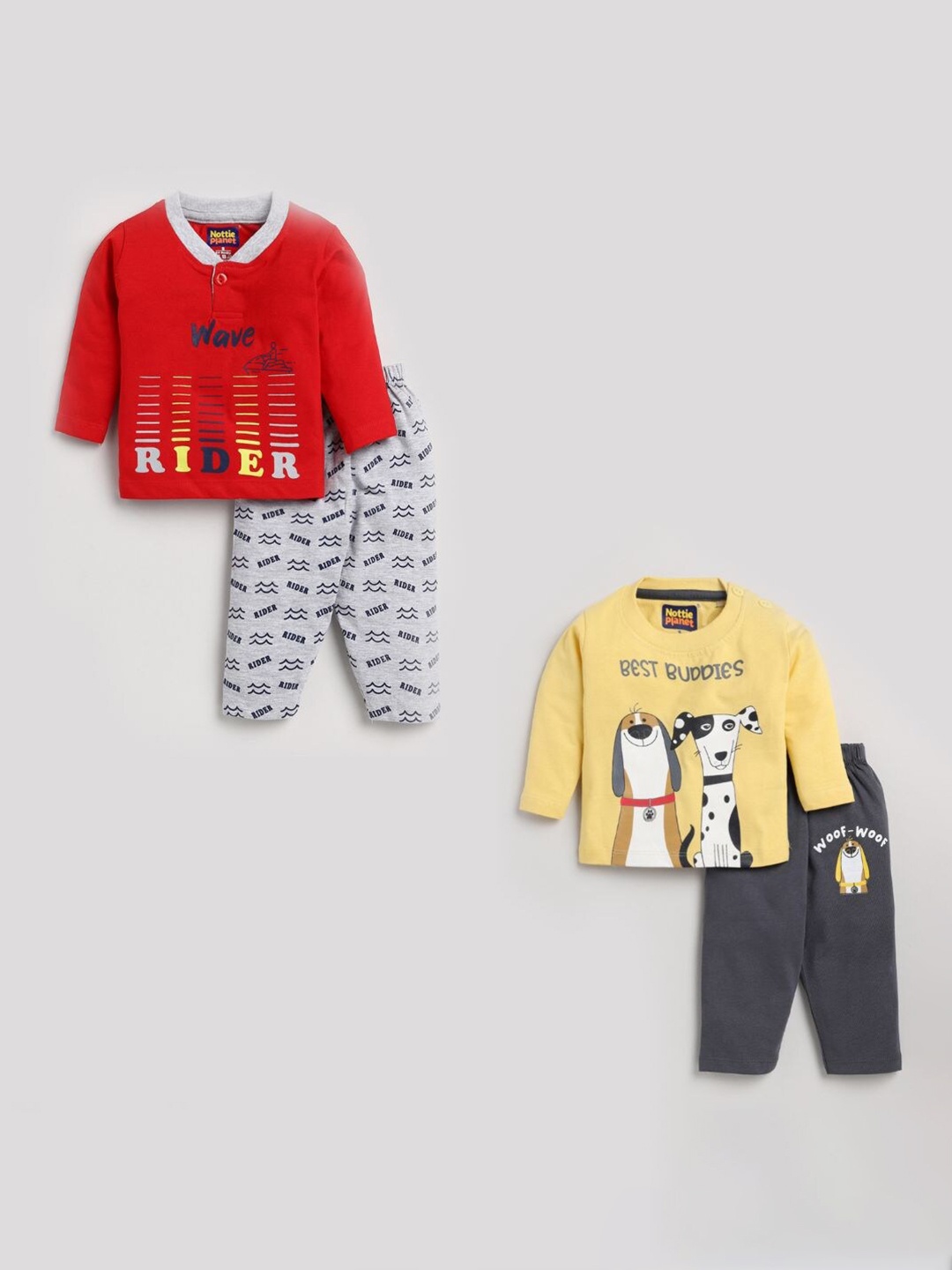 Nottie Planet Unisex Kids Red & Yellow Printed Pack Of 2 Pure Cotton T-shirt with Pyjamas
Nottie Planet Unisex Kids Red & Yellow Printed Pack Of 2 Pure Cotton T-shirt with Pyjamas