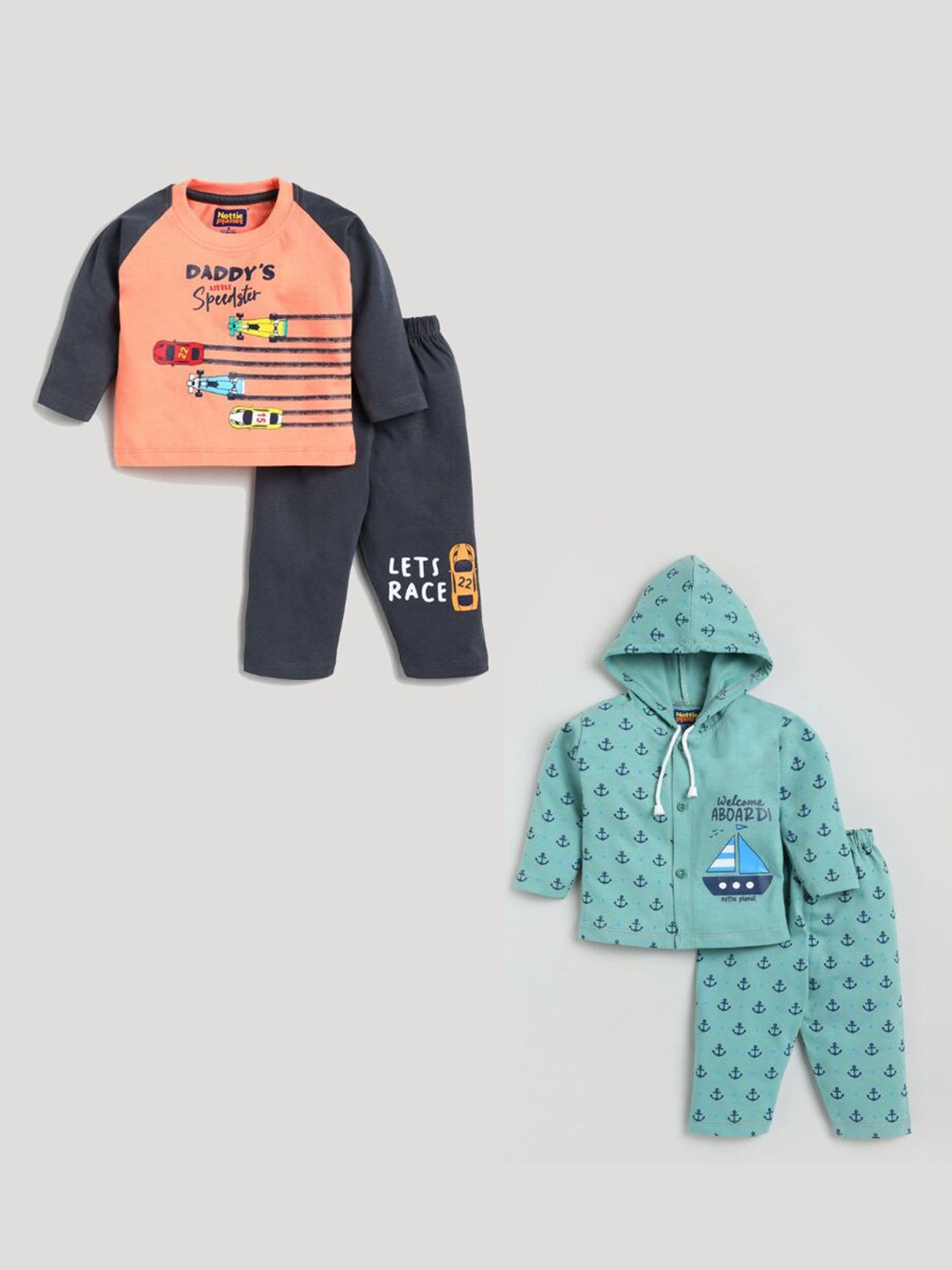 Nottie Planet Unisex Kids Grey & Peach Printed Pack Of 2 Pure Cotton T-shirt with Pyjamas
Nottie Planet Unisex Kids Grey & Peach Printed Pack Of 2 Pure Cotton T-shirt with Pyjamas