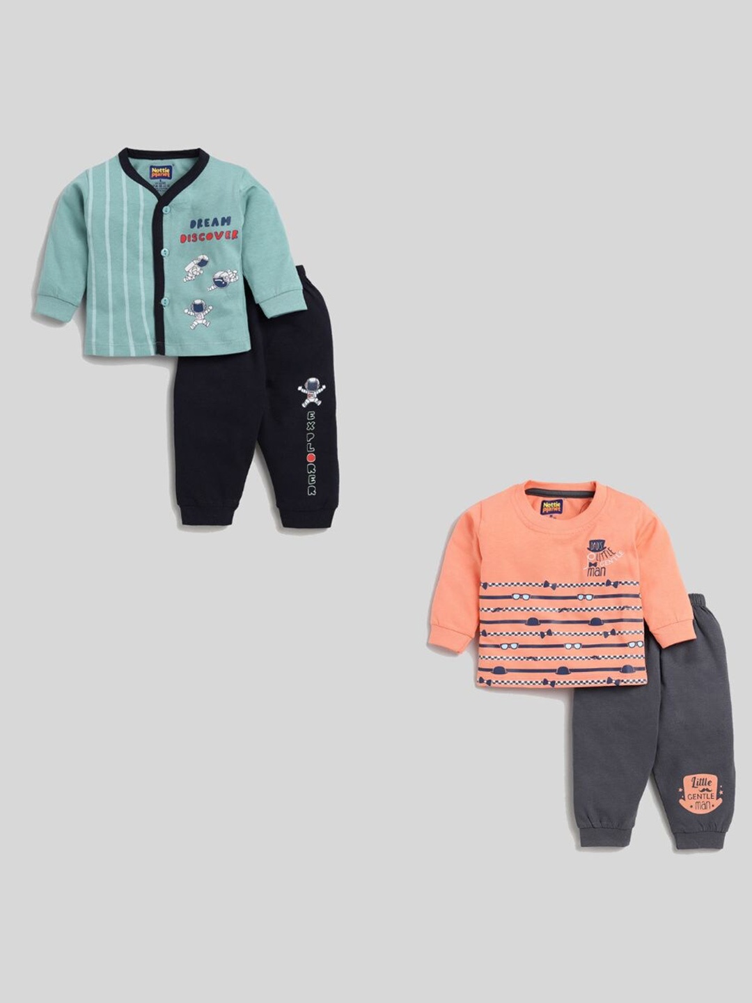 Nottie Planet Unisex Kids Orange & Grey Printed Pack Of 2 Pure Cotton T-shirt with Pyjamas
Nottie Planet Unisex Kids Orange & Grey Printed Pack Of 2 Pure Cotton T-shirt with Pyjamas