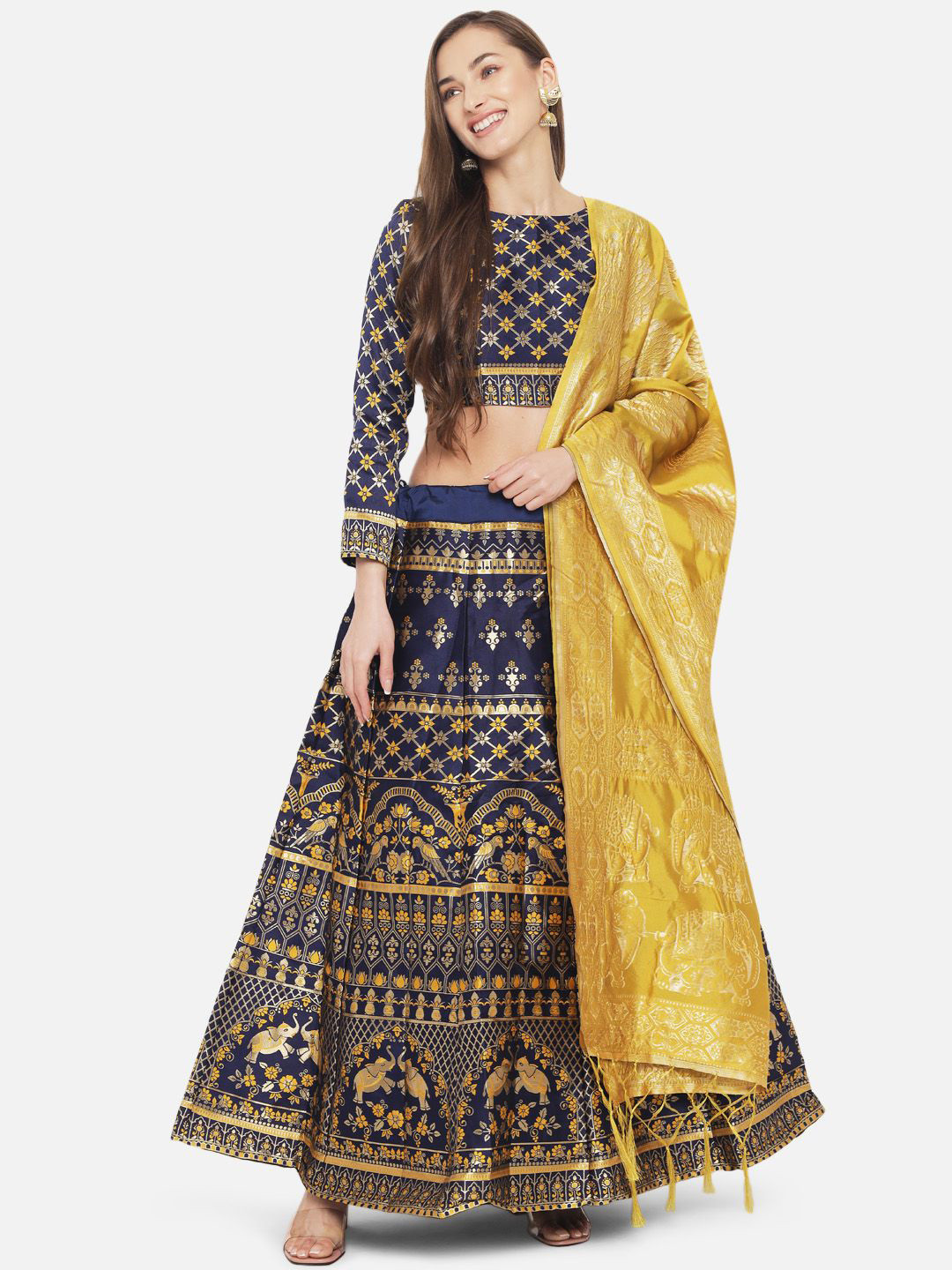 MAGMINA Woven Design Semi-Stitched Lehenga & Unstitched Blouse With Dupatta, Blue
MAGMINA Woven Design Semi-Stitched Lehenga & Unstitched Blouse With Dupatta, Blue