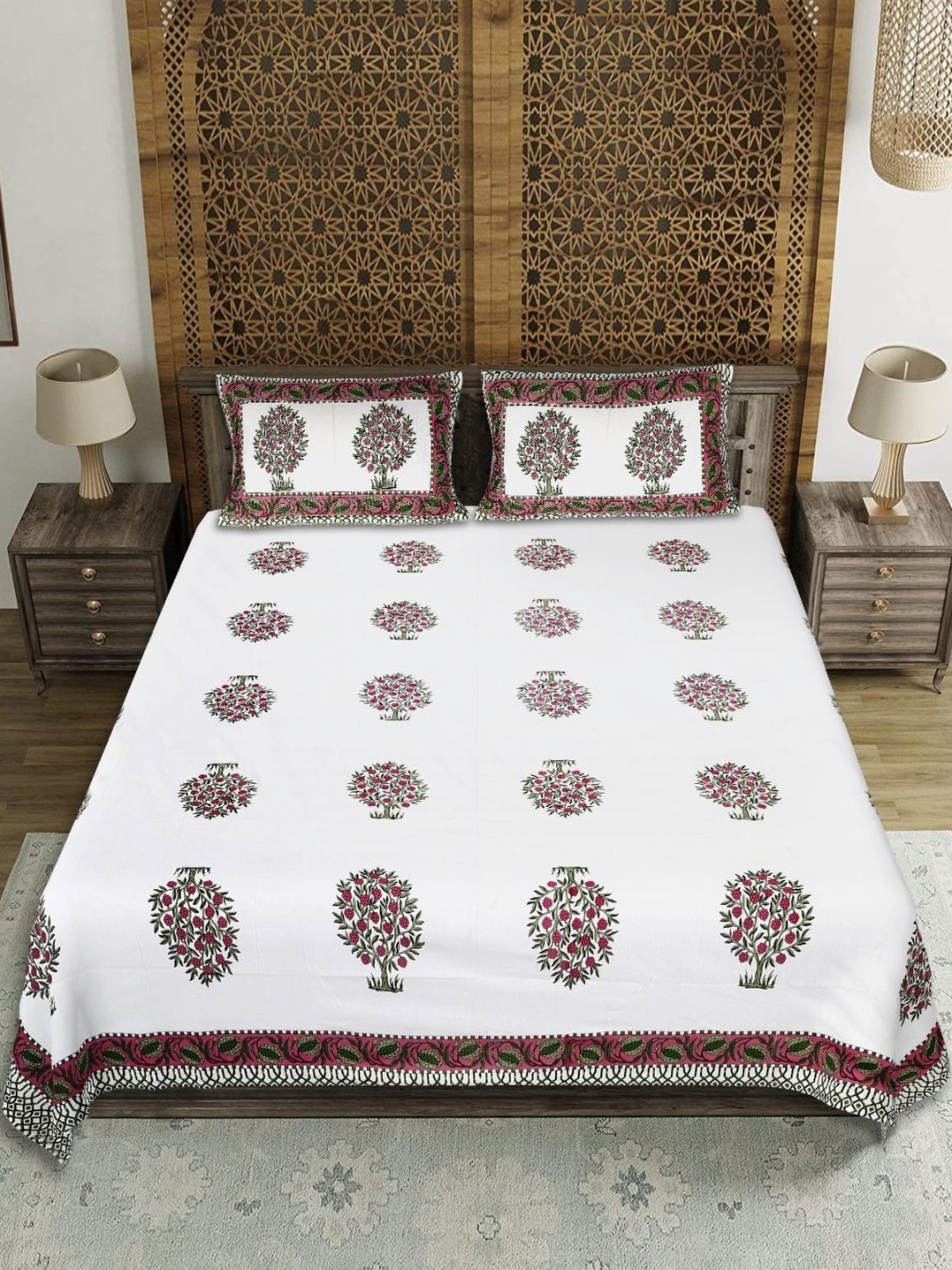 EasyGoods Maroon & White Cotton Ethnic Motifs 210 TC King Bedsheet with 2 Pillow Covers
EasyGoods Maroon & White Cotton Ethnic Motifs 210 TC King Bedsheet with 2 Pillow Covers