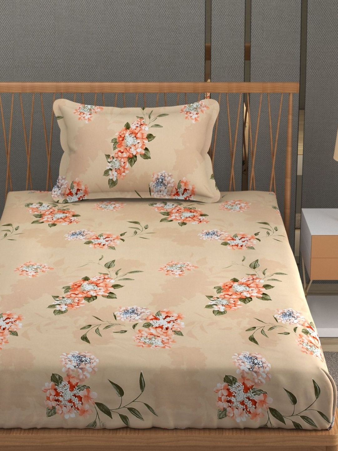 MallowWorld Beige & Orange Microfiber Floral 200 TC Single Bedsheet with 1 Pillow Covers
MallowWorld Beige & Orange Microfiber Floral 200 TC Single Bedsheet with 1 Pillow Covers