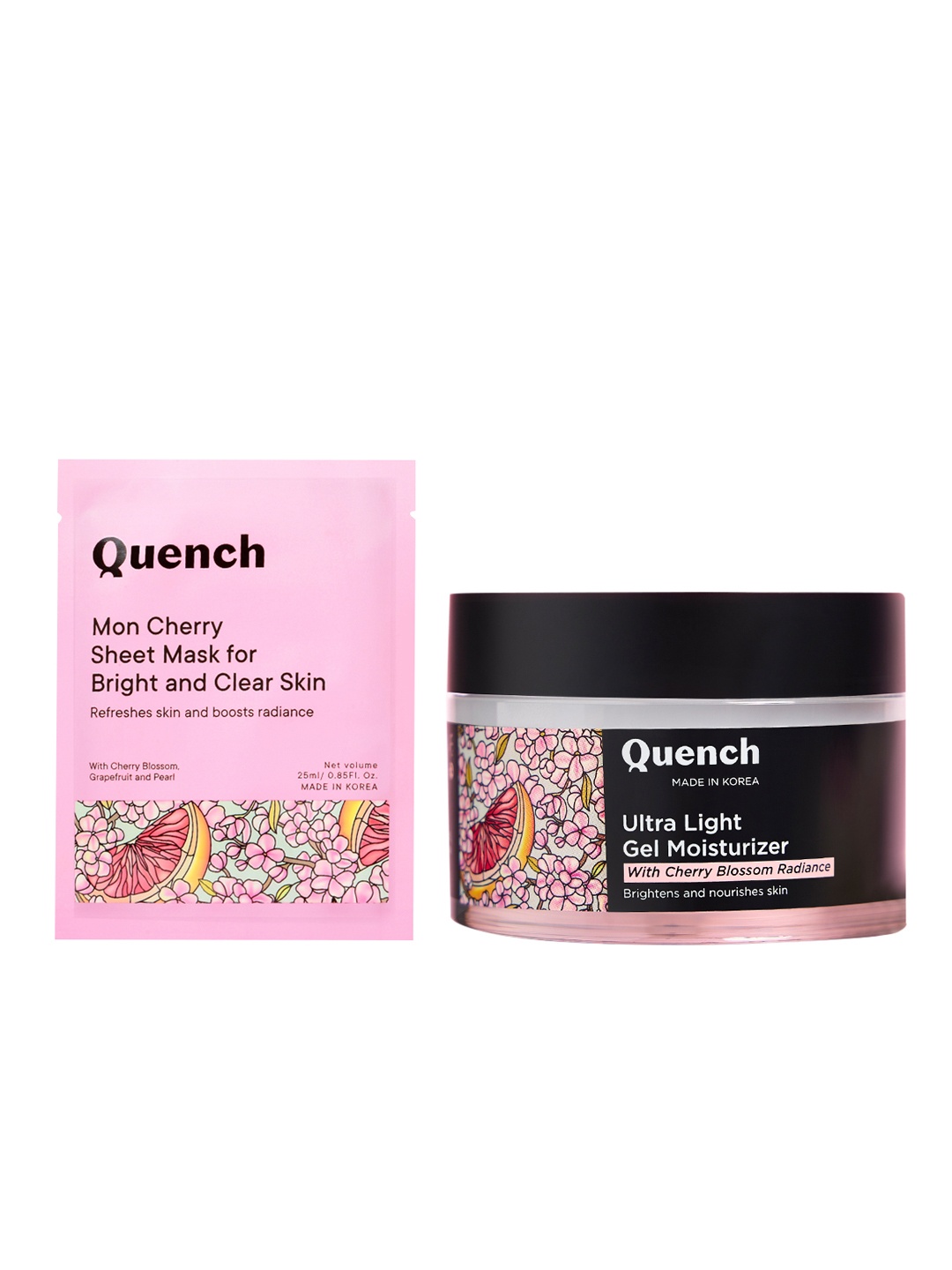 Quench Mon Cherry Ultra Light Moisturizing Gel 50ml & Mon Cherry Sheet Mask 25ml, Pink
Quench Mon Cherry Ultra Light Moisturizing Gel 50ml & Mon Cherry Sheet Mask 25ml, Pink