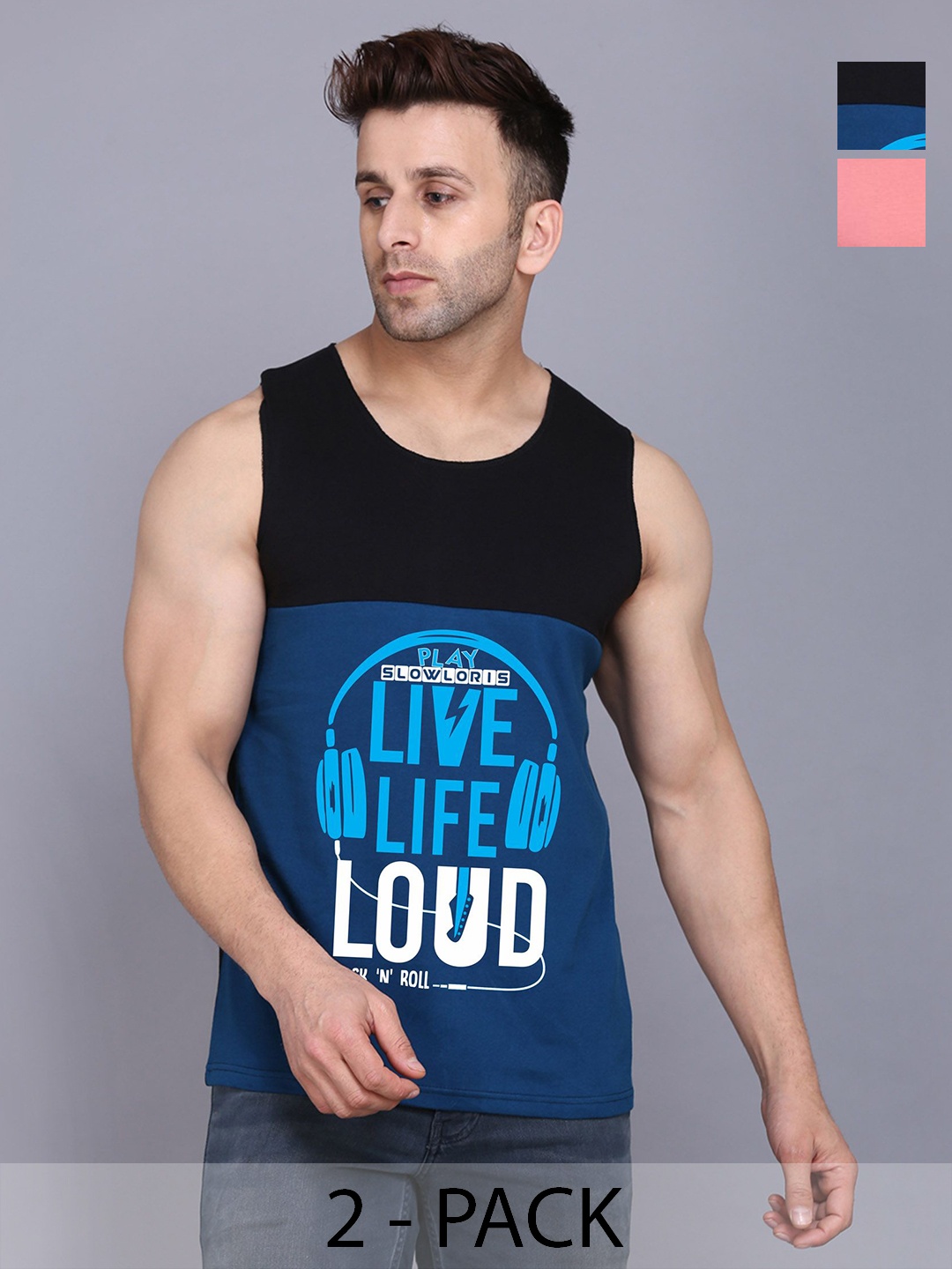 SLOWLORIS Men Pack Of 2 Typography Printed Round Neck Cotton Slim Fit T-shirts, Black
SLOWLORIS Men Pack Of 2 Typography Printed Round Neck Cotton Slim Fit T-shirts, Black