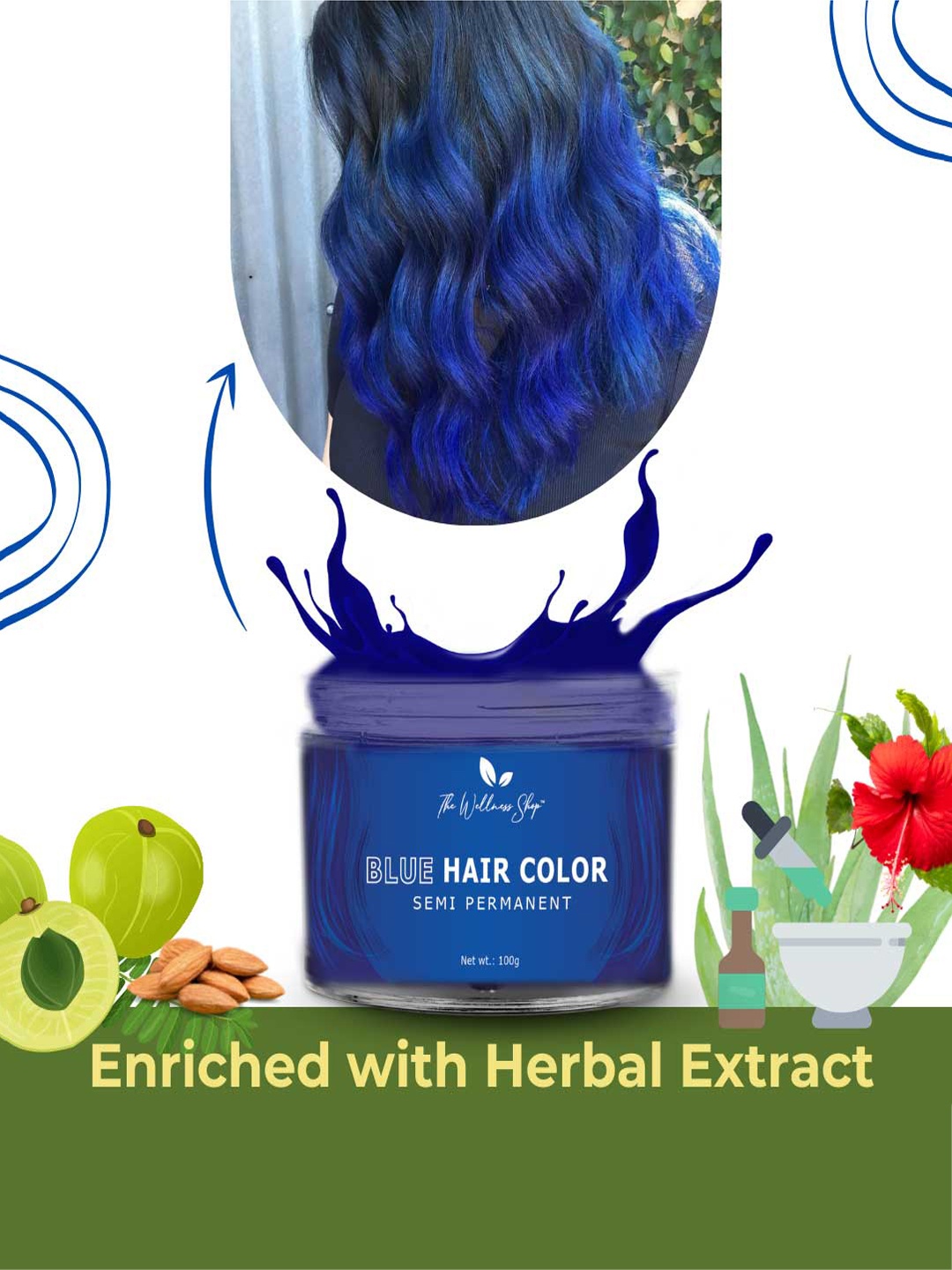 The Wellness Shop Semi Permanent Hair Color with Herbal Extract 100g - Electric Blue
The Wellness Shop Semi Permanent Hair Color with Herbal Extract 100g - Electric Blue