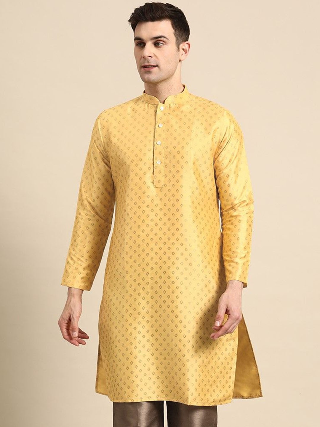 Sayisha Ethnic Motifs Woven Design Mandarin Collar Cotton Straight Kurta, Mustard
Sayisha Ethnic Motifs Woven Design Mandarin Collar Cotton Straight Kurta, Mustard