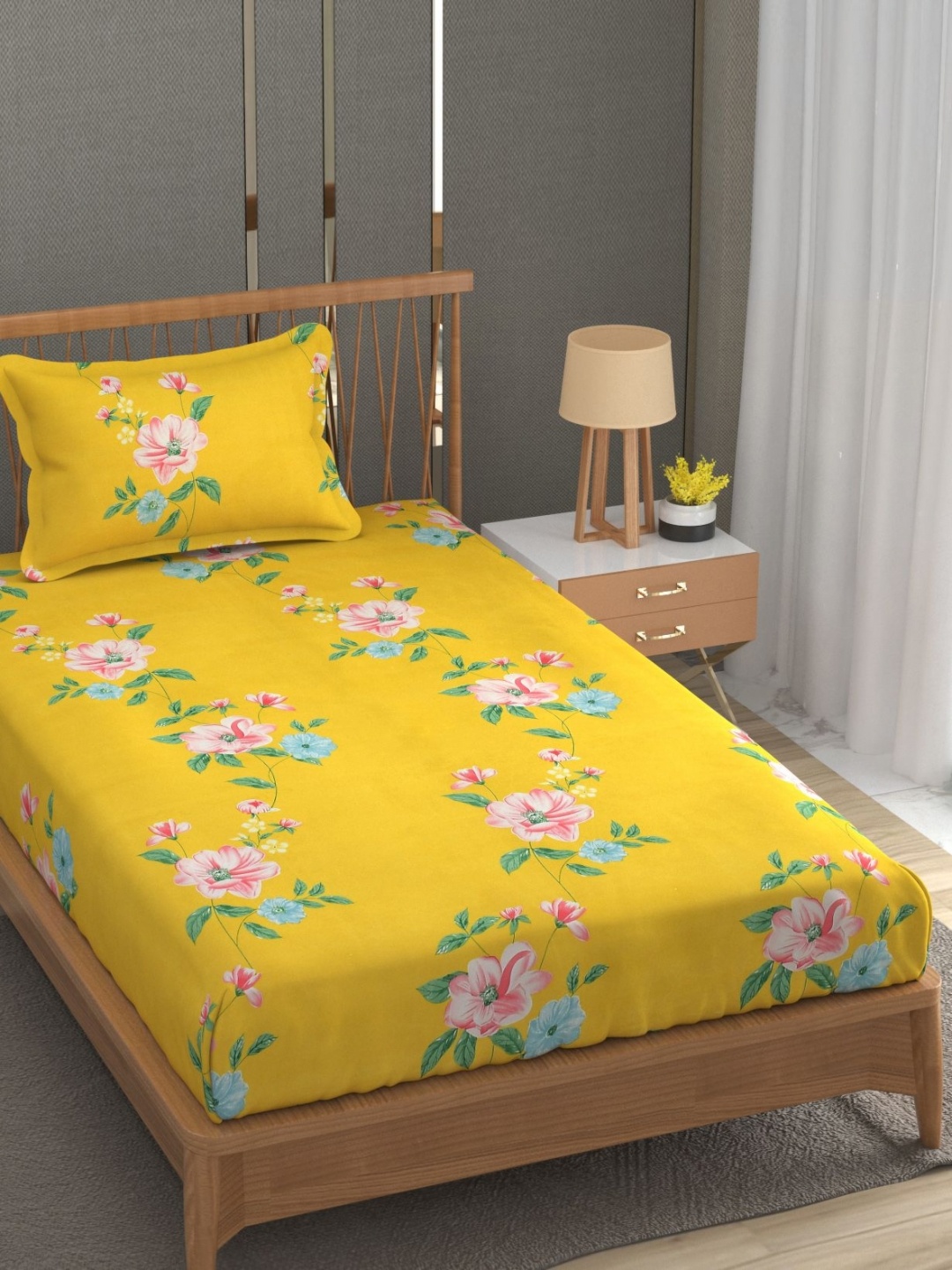 MallowWorld Yellow & Pink Microfiber Floral 200 TC Single Bedsheet with 1 Pillow Cover
MallowWorld Yellow & Pink Microfiber Floral 200 TC Single Bedsheet with 1 Pillow Cover