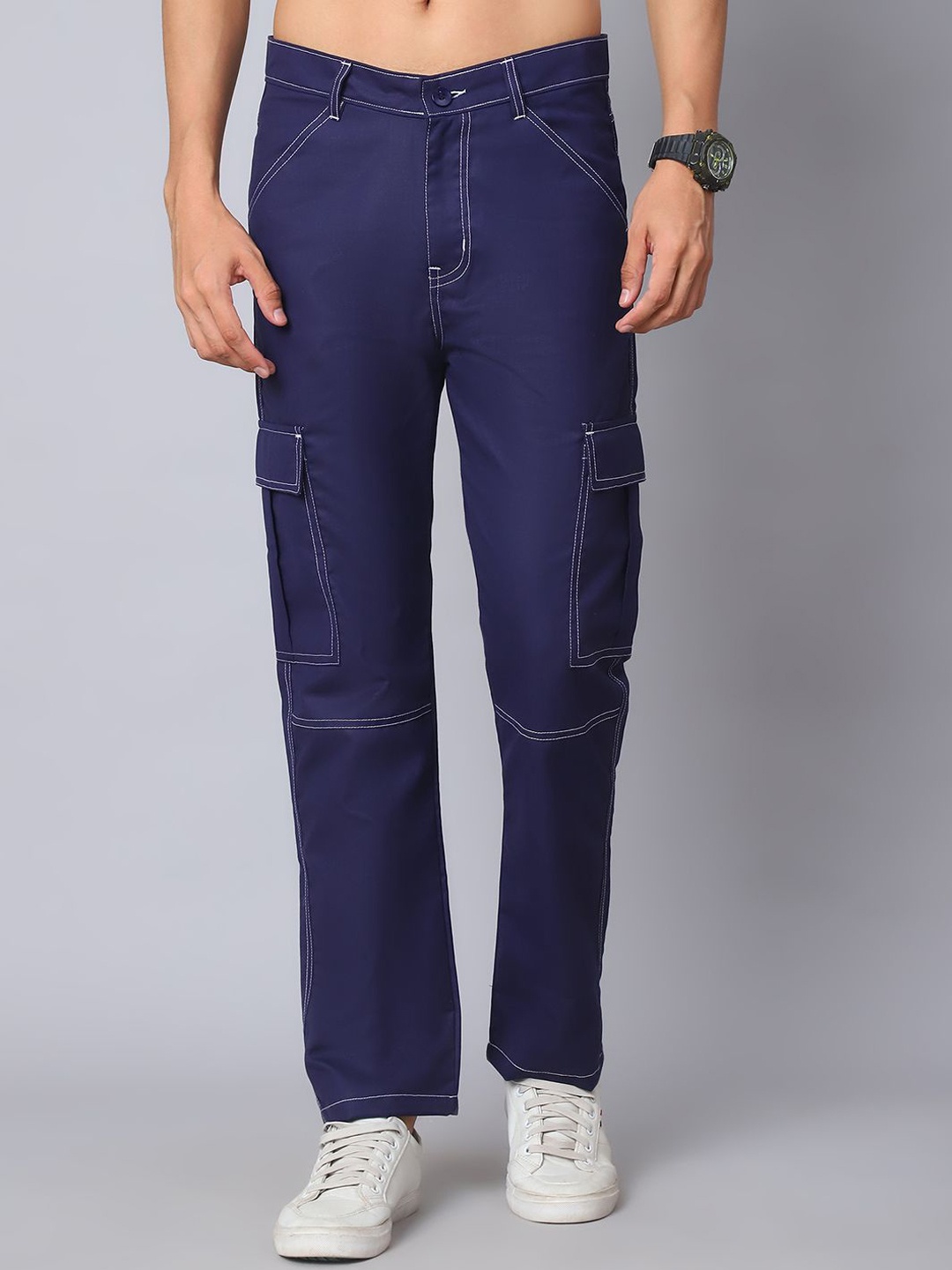 Indian Needle Men Relaxed Easy Wash Mid-Rise Cargos Trousers, Navy blue
Indian Needle Men Relaxed Easy Wash Mid-Rise Cargos Trousers, Navy blue