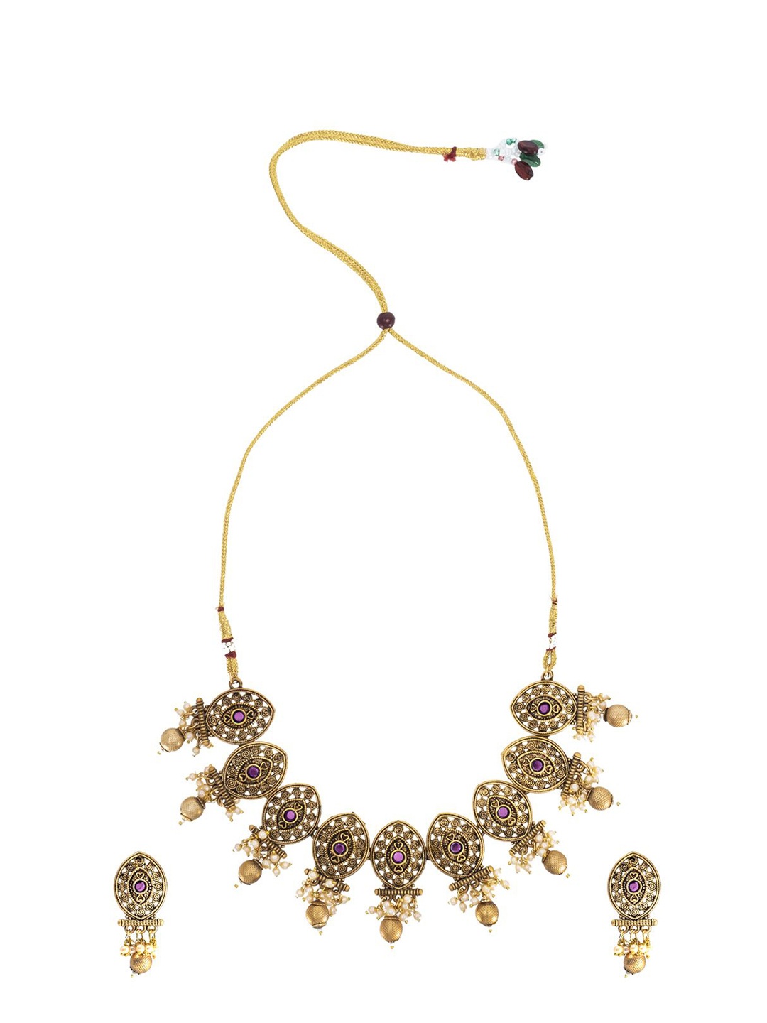 Shining Jewel - By Shivansh Gold-Plated Cubic Zirconia Studded & Beaded Jewellery Set
Shining Jewel - By Shivansh Gold-Plated Cubic Zirconia Studded & Beaded Jewellery Set