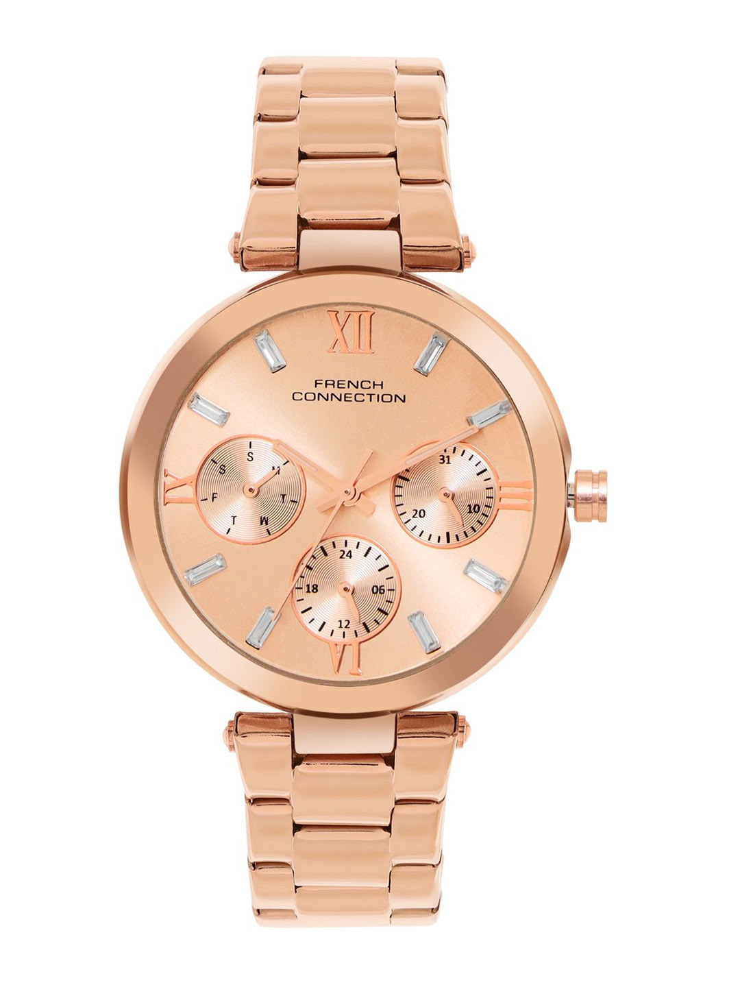 French Connection Women Bracelet Style Straps Analogue Multi Function Watch, Rose gold
French Connection Women Bracelet Style Straps Analogue Multi Function Watch, Rose gold