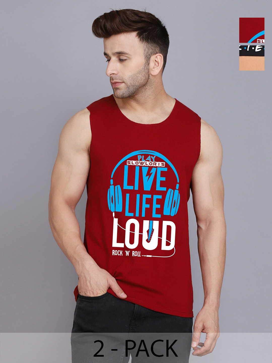 SLOWLORIS Men Pack Of 2 Typography Printed Round Neck Cotton Slim Fit T-shirts, Maroon
SLOWLORIS Men Pack Of 2 Typography Printed Round Neck Cotton Slim Fit T-shirts, Maroon
