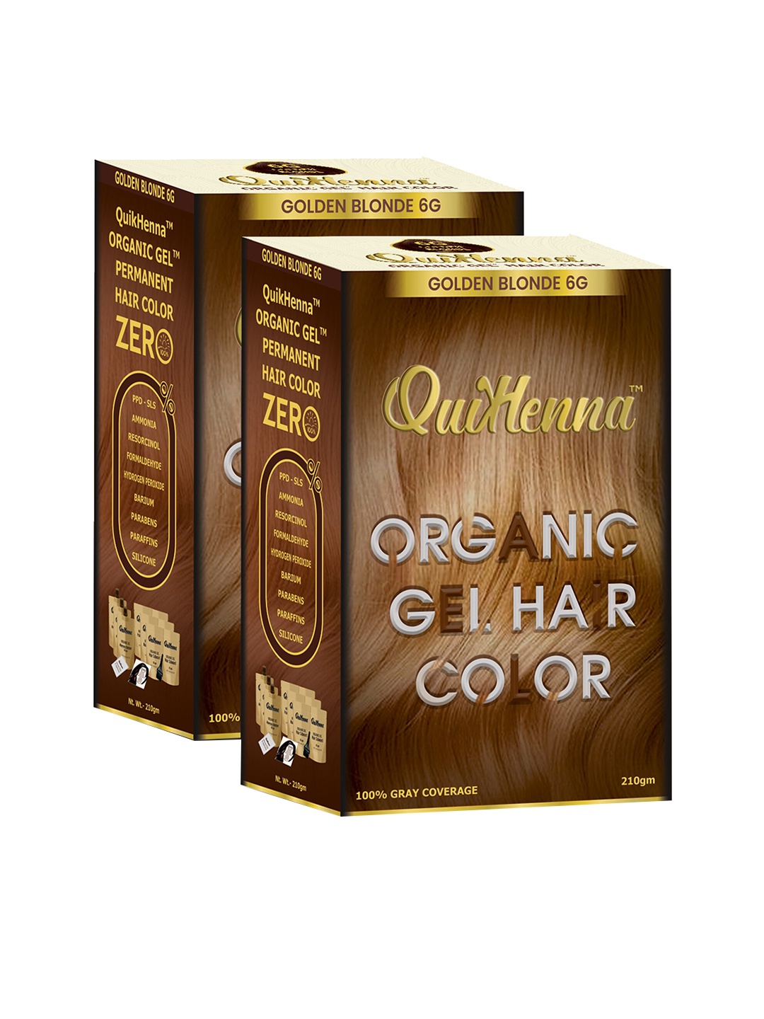 QUIKHENNA Set Of 2 Organic Gel PPD Ammonia Free Hair Colour 210gm Each - Golden Blonde 6G, Gold
QUIKHENNA Set Of 2 Organic Gel PPD Ammonia Free Hair Colour 210gm Each - Golden Blonde 6G, Gold