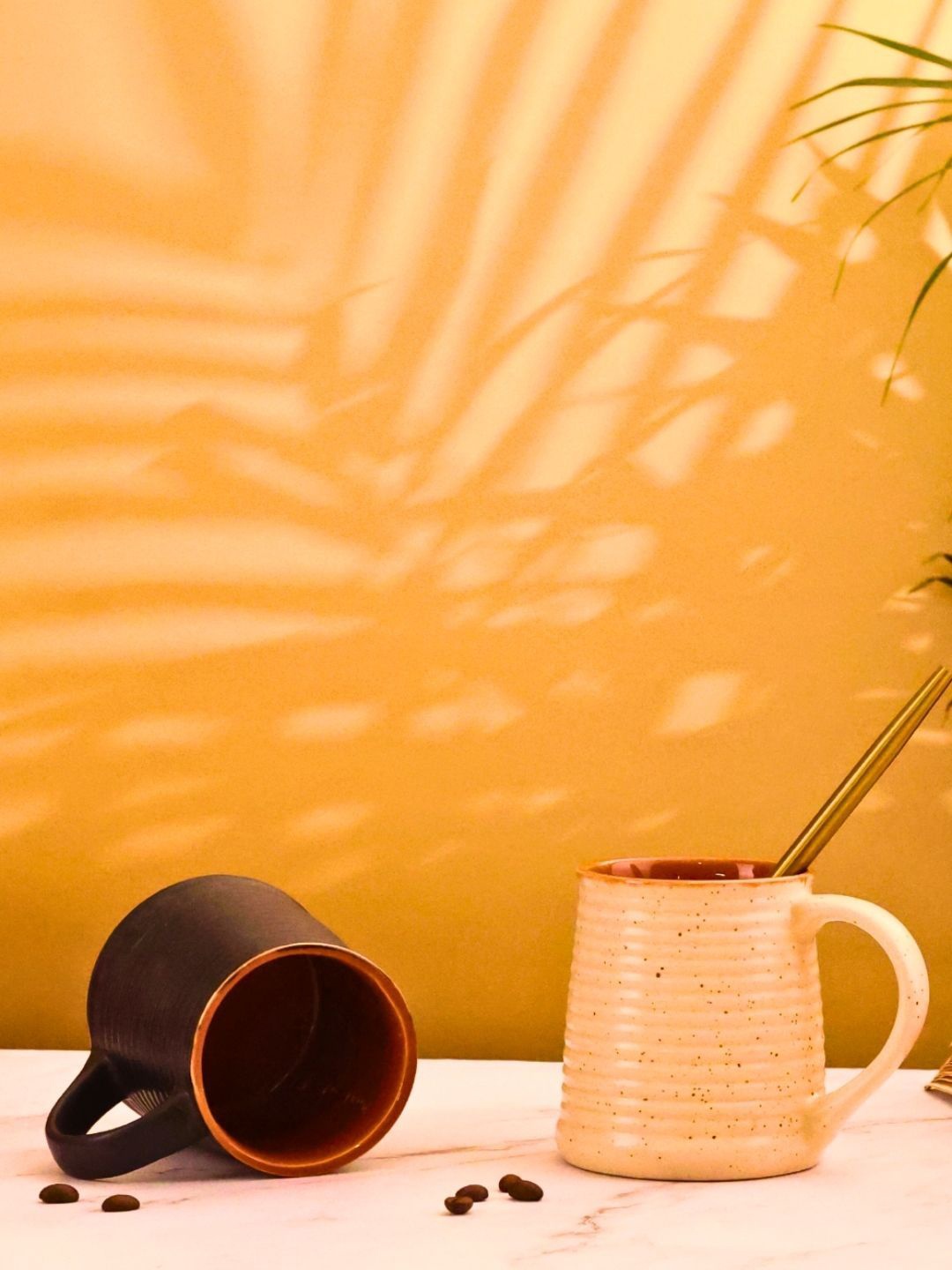 WEAVING HOMES Black & Cream Coloured 2Pcs Textured Ceramic Microwave Safe Glossy Cup 210ml
WEAVING HOMES Black & Cream Coloured 2Pcs Textured Ceramic Microwave Safe Glossy Cup 210ml