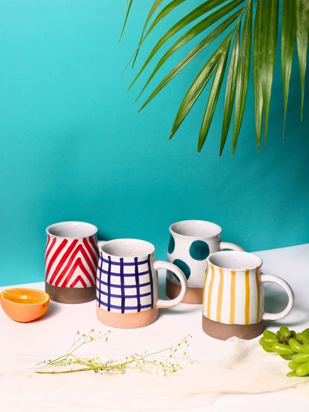 WEAVING HOMES White & Blue 4 Pieces Printed Ceramic Microwave Safe Glossy Mugs 250ml
WEAVING HOMES White & Blue 4 Pieces Printed Ceramic Microwave Safe Glossy Mugs 250ml