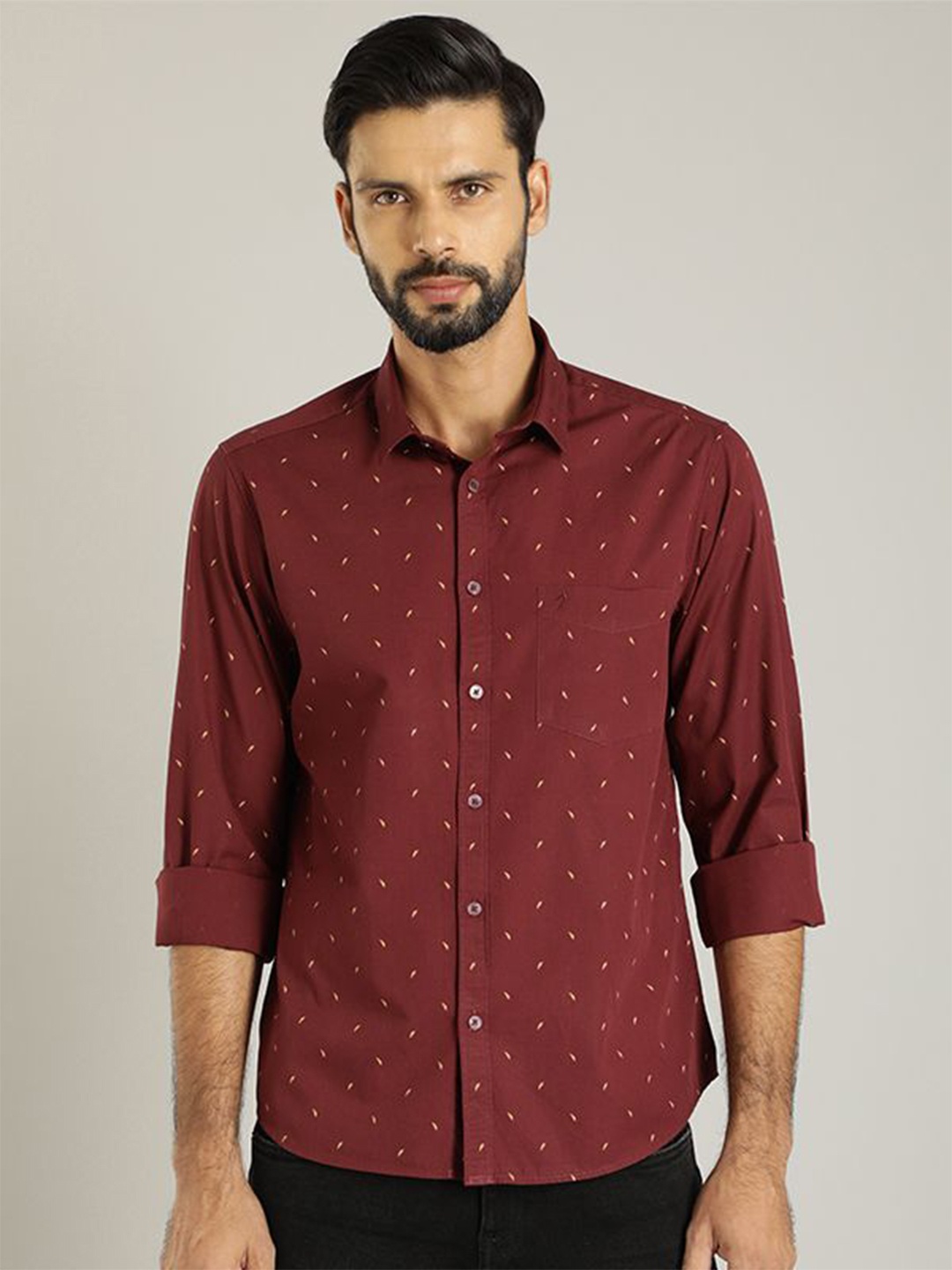 Indian Terrain Men India Slim Spread Collar Micro Ditsy Printed Slim Fit Casual Shirt, Maroon
Indian Terrain Men India Slim Spread Collar Micro Ditsy Printed Slim Fit Casual Shirt, Maroon