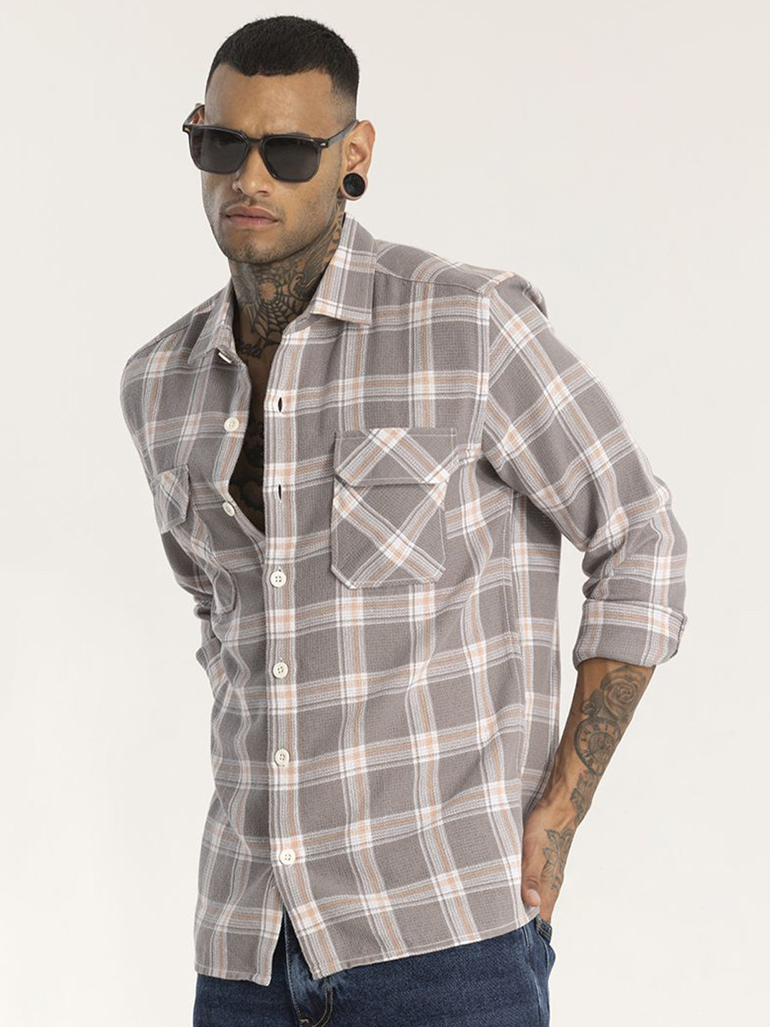 Snitch Men Smart Slim Fit Tartan Checks Opaque Checked Casual Shirt, Brown
Snitch Men Smart Slim Fit Tartan Checks Opaque Checked Casual Shirt, Brown