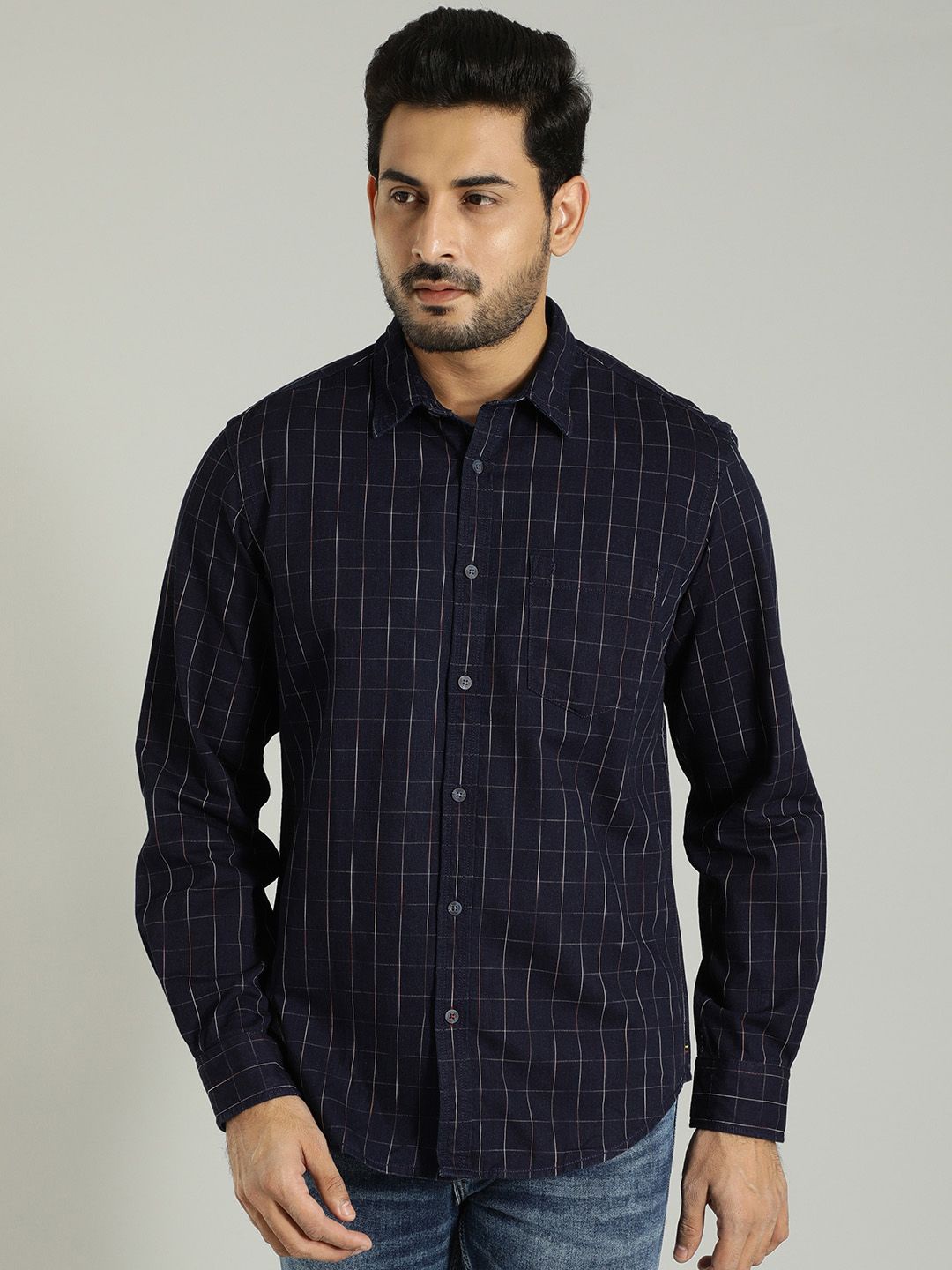 Indian Terrain Men India Slim Spread Collar Striped Cotton Slim Fit Casual Shirt, Navy blue
Indian Terrain Men India Slim Spread Collar Striped Cotton Slim Fit Casual Shirt, Navy blue