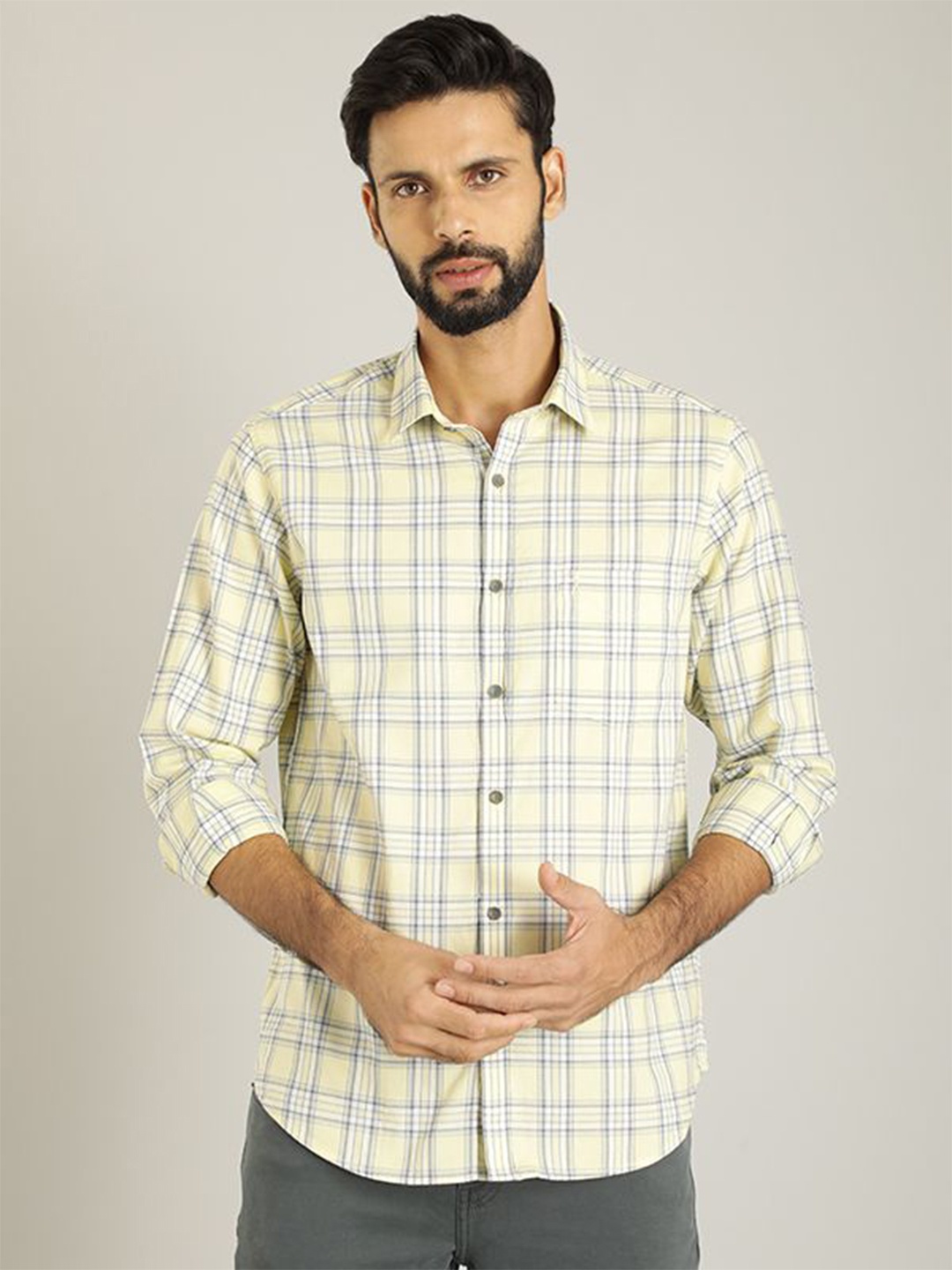 Indian Terrain Men India Slim Spread Collar Tartan Checked Cotton Slim Fit Casual Shirt, Yellow
Indian Terrain Men India Slim Spread Collar Tartan Checked Cotton Slim Fit Casual Shirt, Yellow
