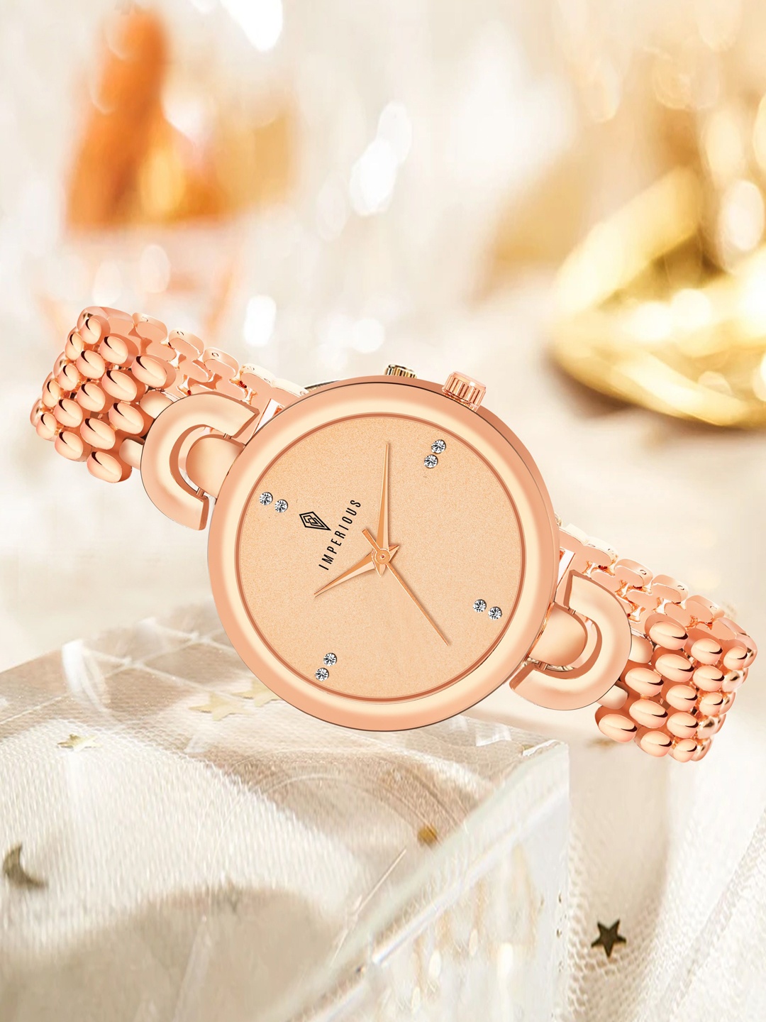 Imperious- The Royal Way Women Embellished Dial & Stainless Steel Bracelet Style Straps Analogue Chronograph Watch, Gold
Imperious- The Royal Way Women Embellished Dial & Stainless Steel Bracelet Style Straps Analogue Chronograph Watch, Gold