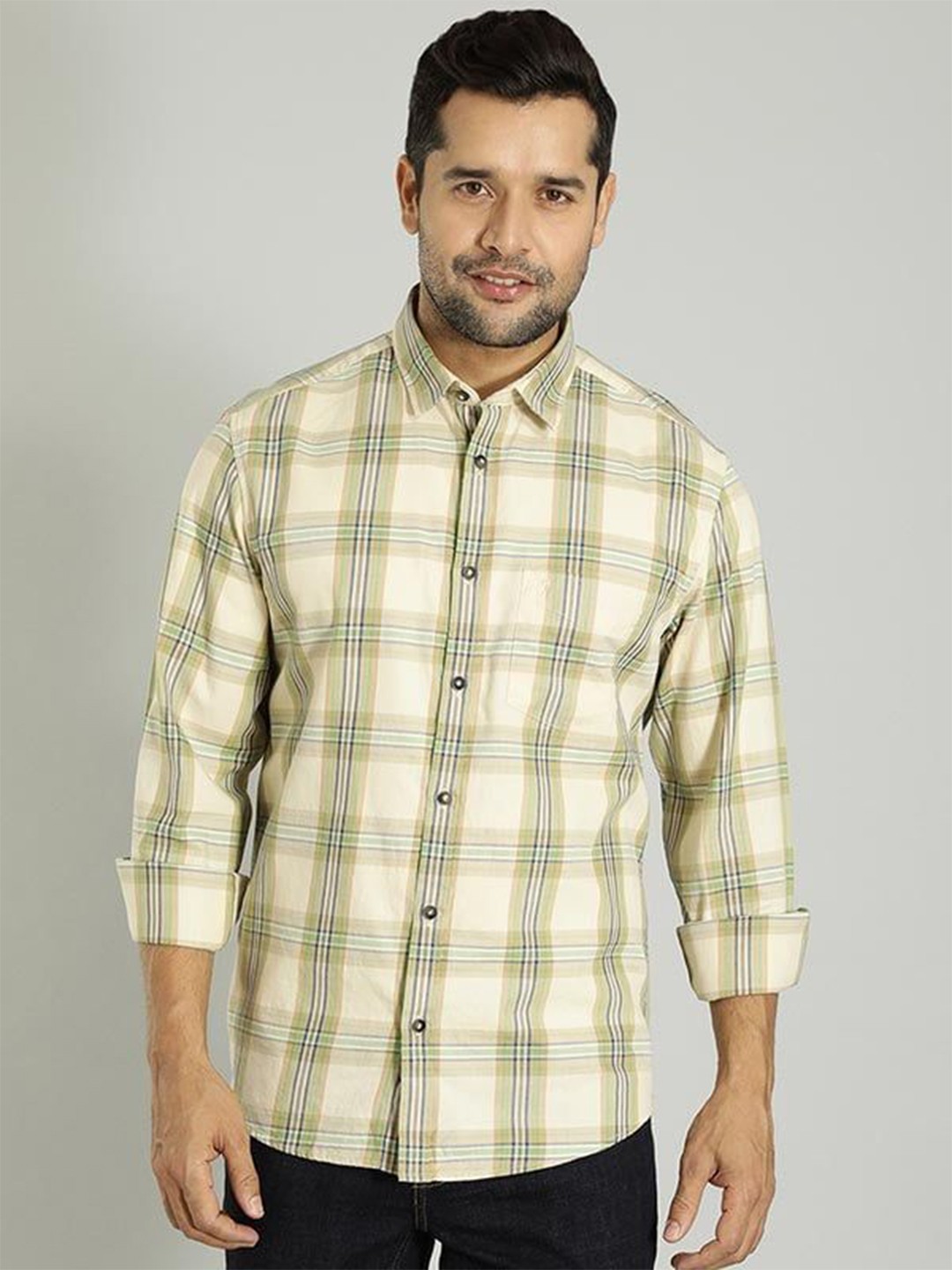 Indian Terrain Men India Slim Spread Collar Tartan Checked Cotton Slim Fit Casual Shirt, White
Indian Terrain Men India Slim Spread Collar Tartan Checked Cotton Slim Fit Casual Shirt, White