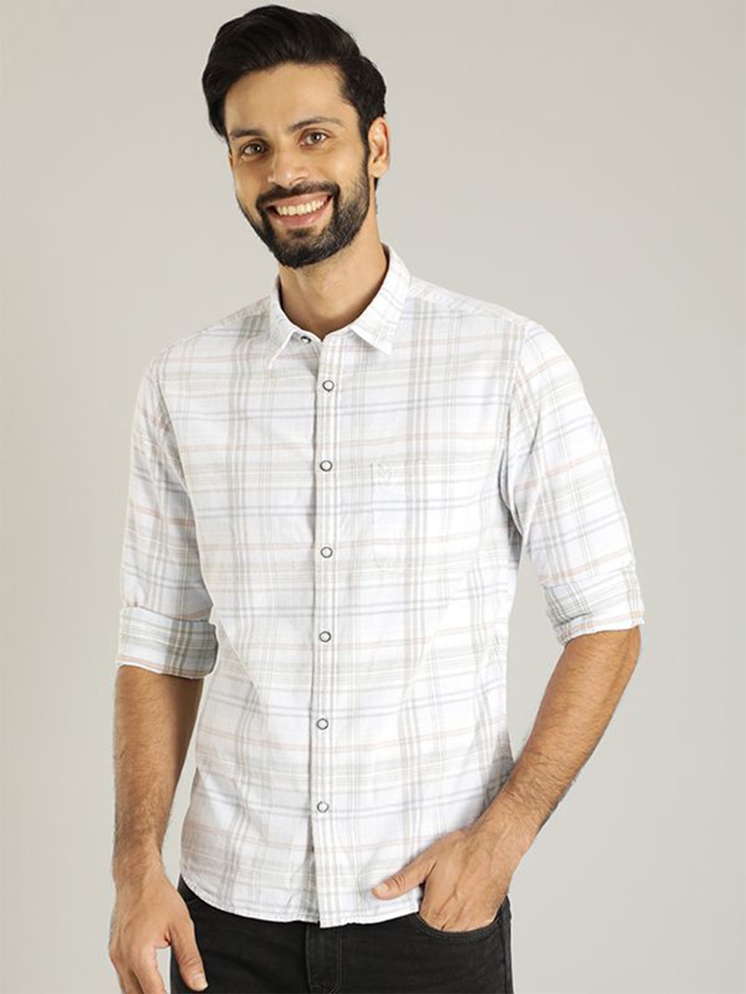Indian Terrain Men Chiseled Spread Collar Tartan Checked Cotton Skinny Fit Casual Shirt, Off white
Indian Terrain Men Chiseled Spread Collar Tartan Checked Cotton Skinny Fit Casual Shirt, Off white