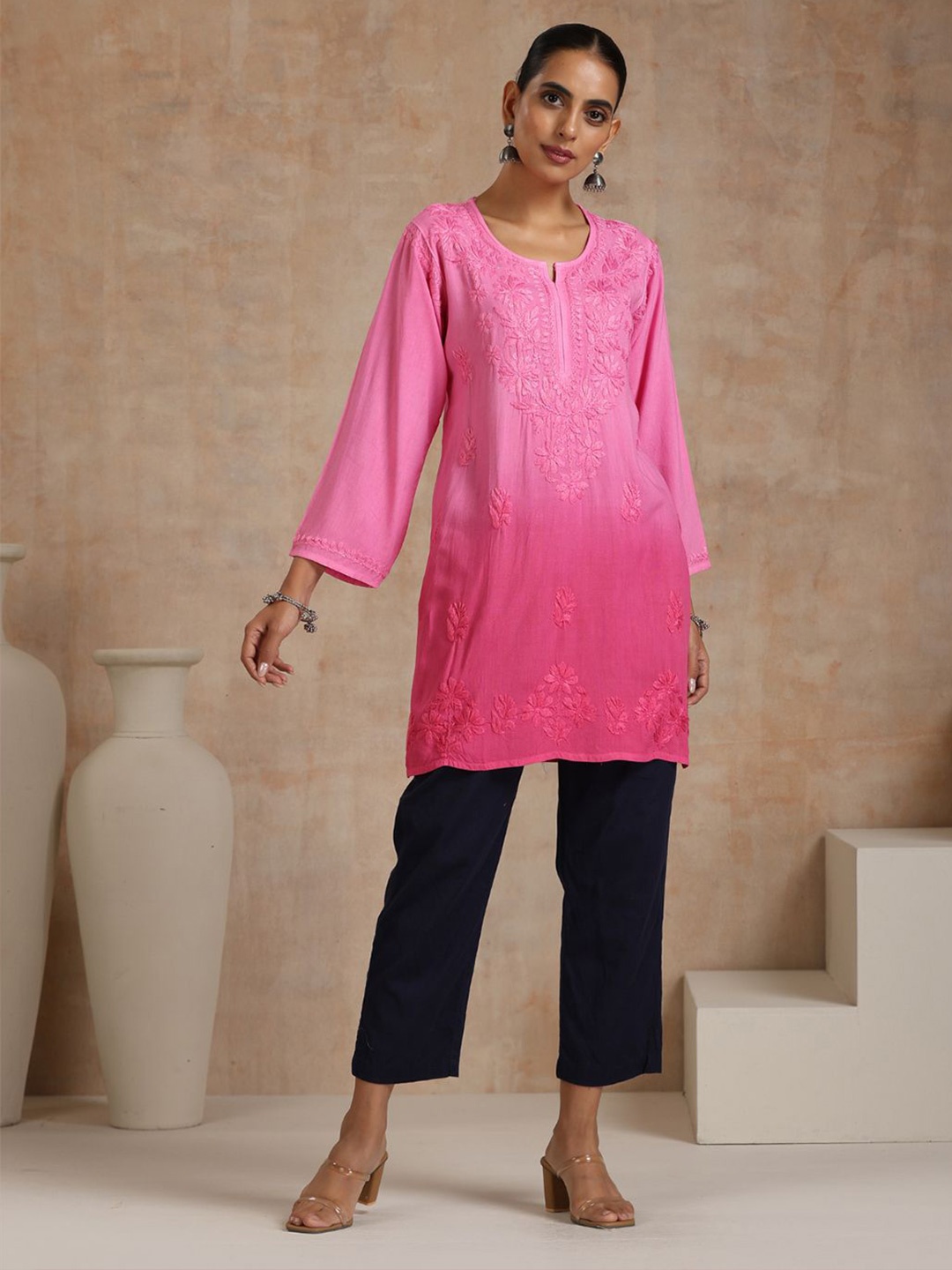 House of Chikankari Women Ethnic Motifs Printed Flared Sleeves Chikankari Kurta, Pink
House of Chikankari Women Ethnic Motifs Printed Flared Sleeves Chikankari Kurta, Pink