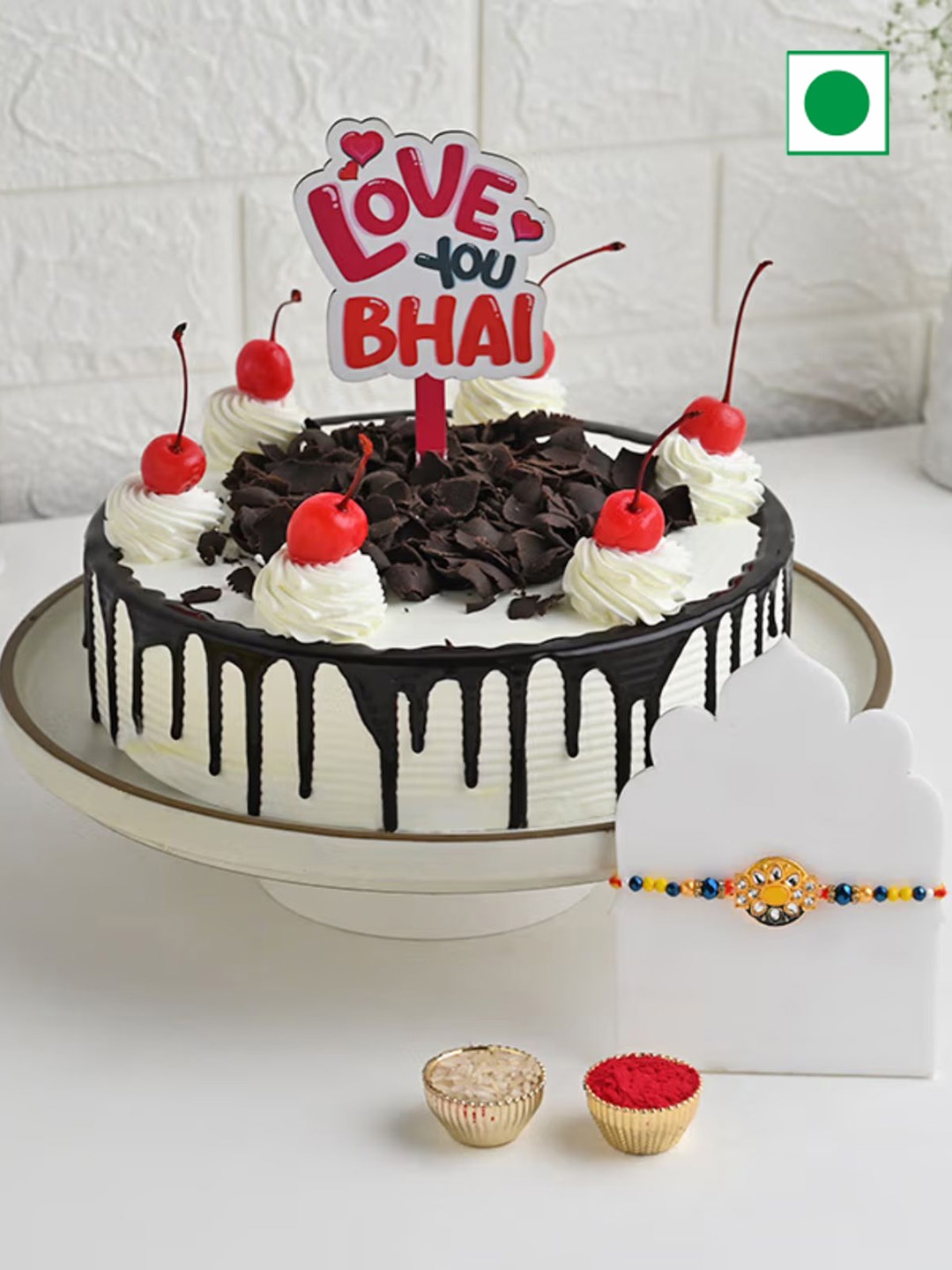 Floweraura Sparkling Meenakari Rakhi With Black Forest Cake With Topper, Gold
Floweraura Sparkling Meenakari Rakhi With Black Forest Cake With Topper, Gold