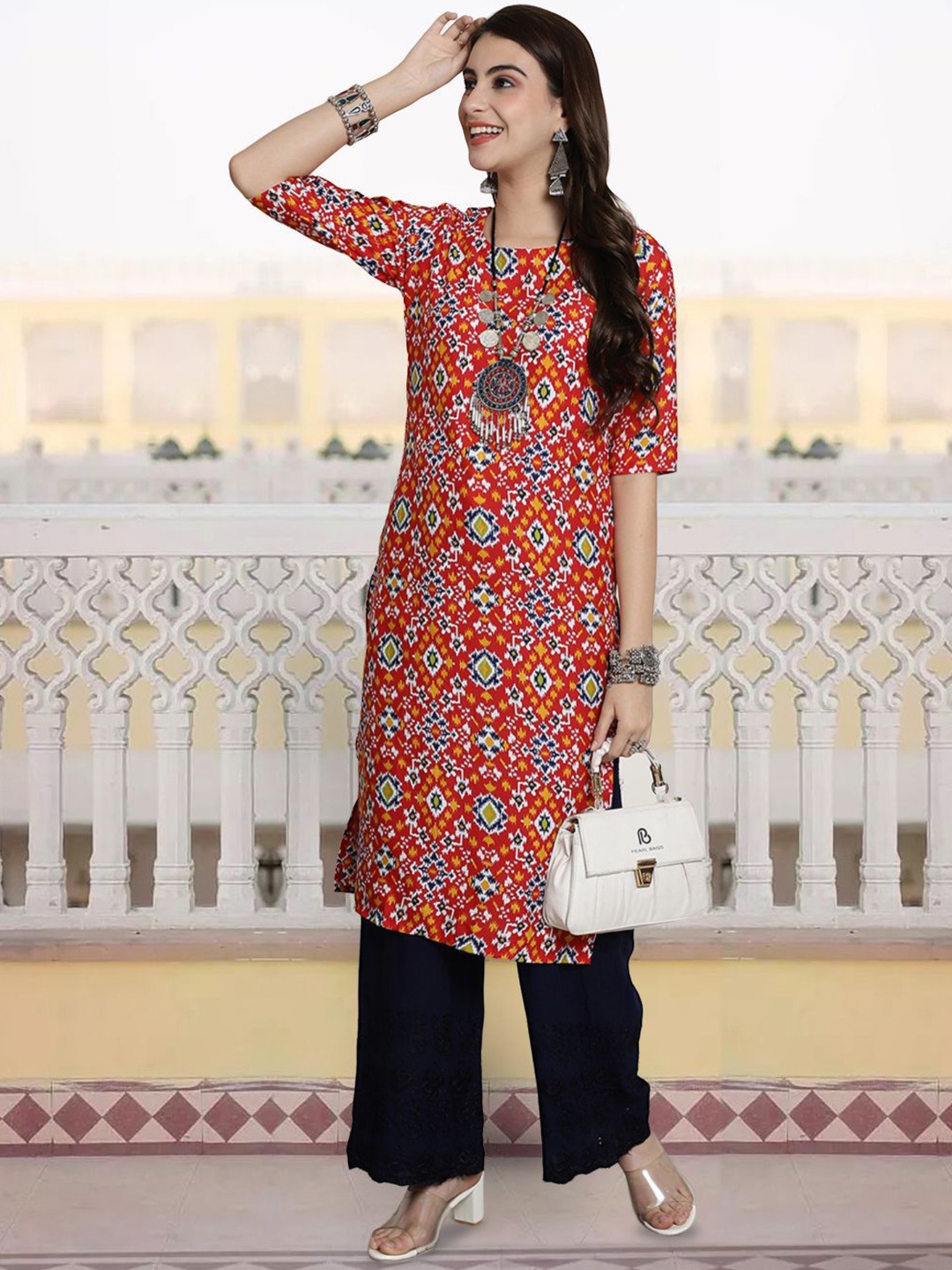 7Threads Women Ethnic Motifs Printed Keyhole Neck Sequinned Floral Crepe Kurta, Multi
7Threads Women Ethnic Motifs Printed Keyhole Neck Sequinned Floral Crepe Kurta, Multi