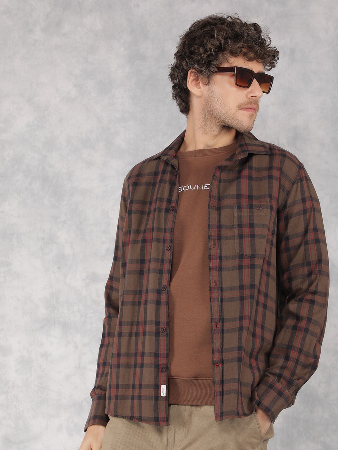 Crimsoune Club Men Classic Slim Fit Tartan Checks Opaque Checked Casual Shirt, Brown
Crimsoune Club Men Classic Slim Fit Tartan Checks Opaque Checked Casual Shirt, Brown
