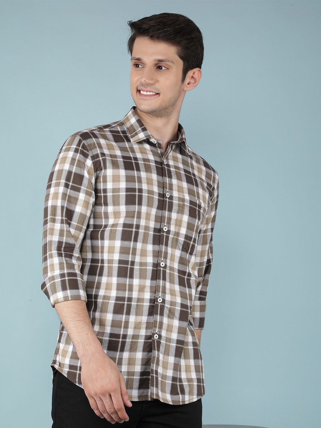 Crimsoune Club Men Classic Slim Fit Tartan Checks Opaque Checked Casual Shirt, Brown
Crimsoune Club Men Classic Slim Fit Tartan Checks Opaque Checked Casual Shirt, Brown