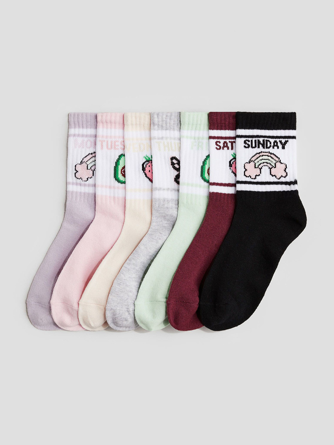 H&M Pack Of 7 Patterned Girls Socks, Purple 
H&M Pack Of 7 Patterned Girls Socks, Purple