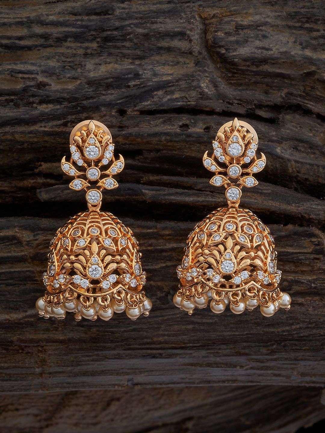 Kushal's Fashion Jewellery Gold Plated Cubic Zirconia Studded Dome Shaped Jhumkas, White
Kushal's Fashion Jewellery Gold Plated Cubic Zirconia Studded Dome Shaped Jhumkas, White