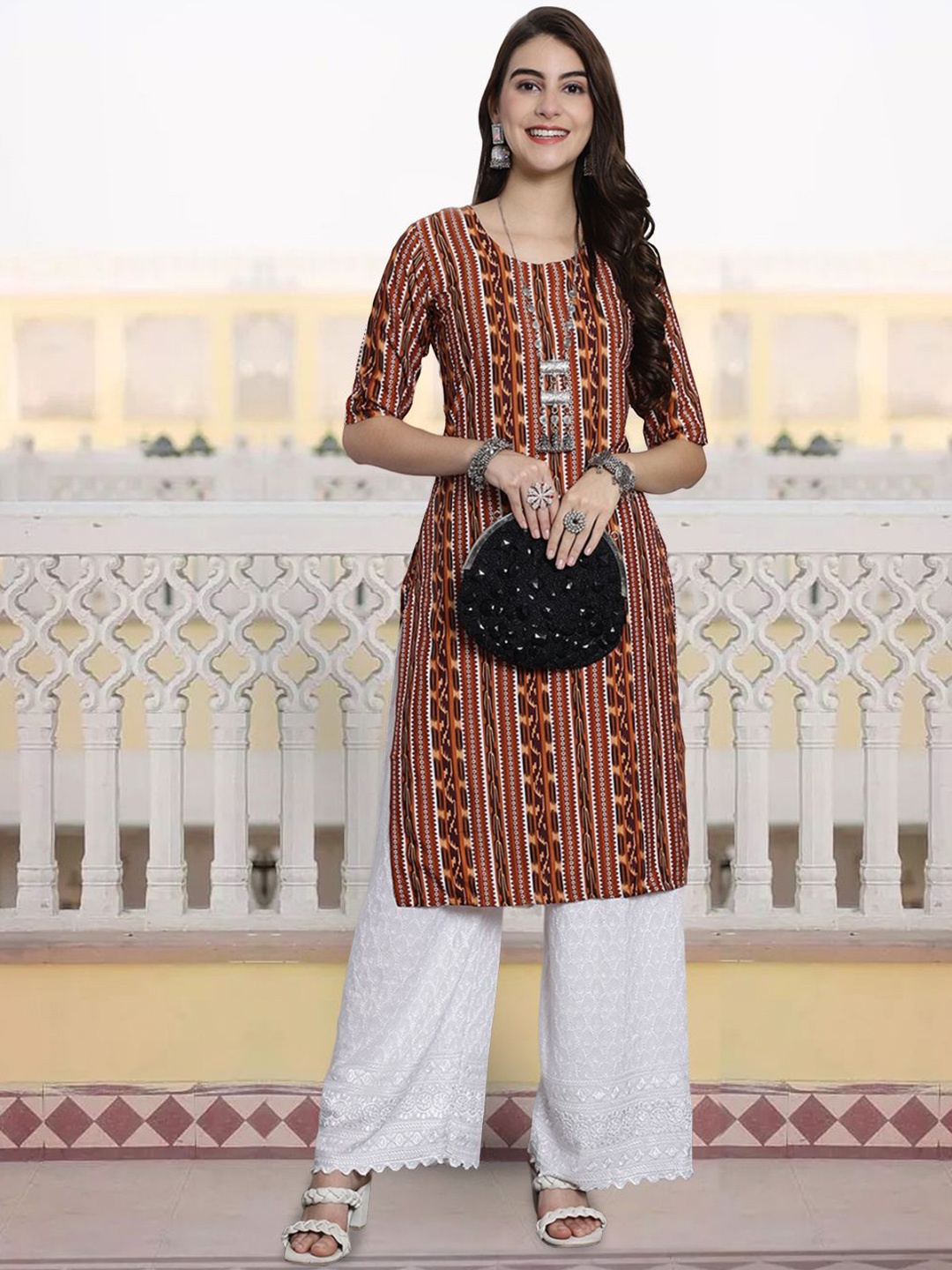 7Threads Women Ethnic Motifs Printed Keyhole Neck Sequinned Floral Crepe Kurta, Multi
7Threads Women Ethnic Motifs Printed Keyhole Neck Sequinned Floral Crepe Kurta, Multi