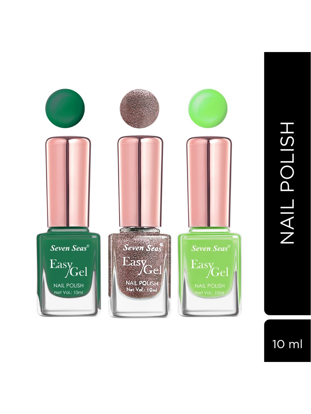 Seven Seas Set of 3 Easy Gel Long Lasting Nail Polishes 10ml Each - 259 + 257 + 263, Green
Seven Seas Set of 3 Easy Gel Long Lasting Nail Polishes 10ml Each - 259 + 257 + 263, Green