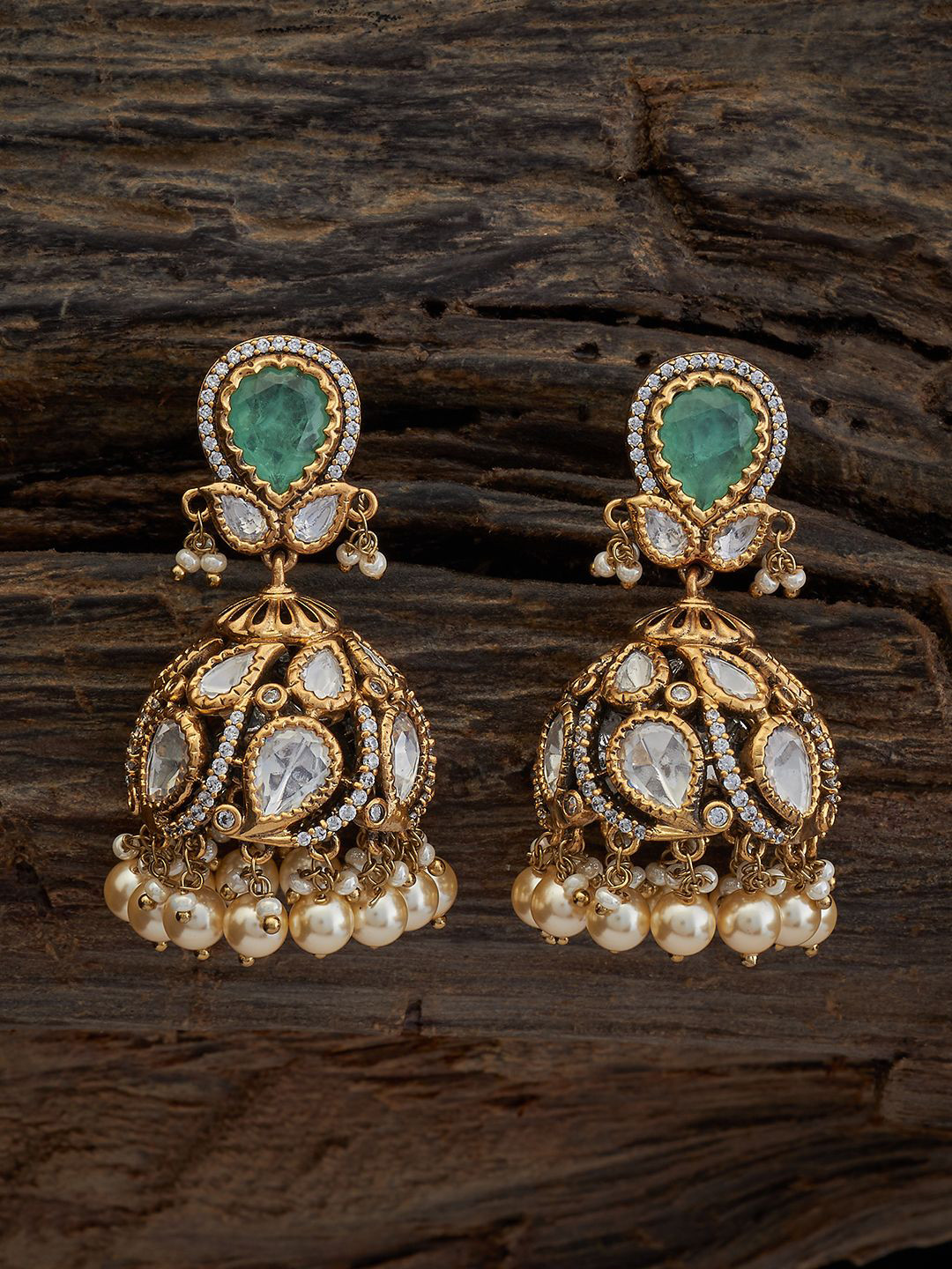 Kushal's Fashion Jewellery Dome Shaped Antique Kundan Drop Earrings, Sea green 
Kushal's Fashion Jewellery Dome Shaped Antique Kundan Drop Earrings, Sea green