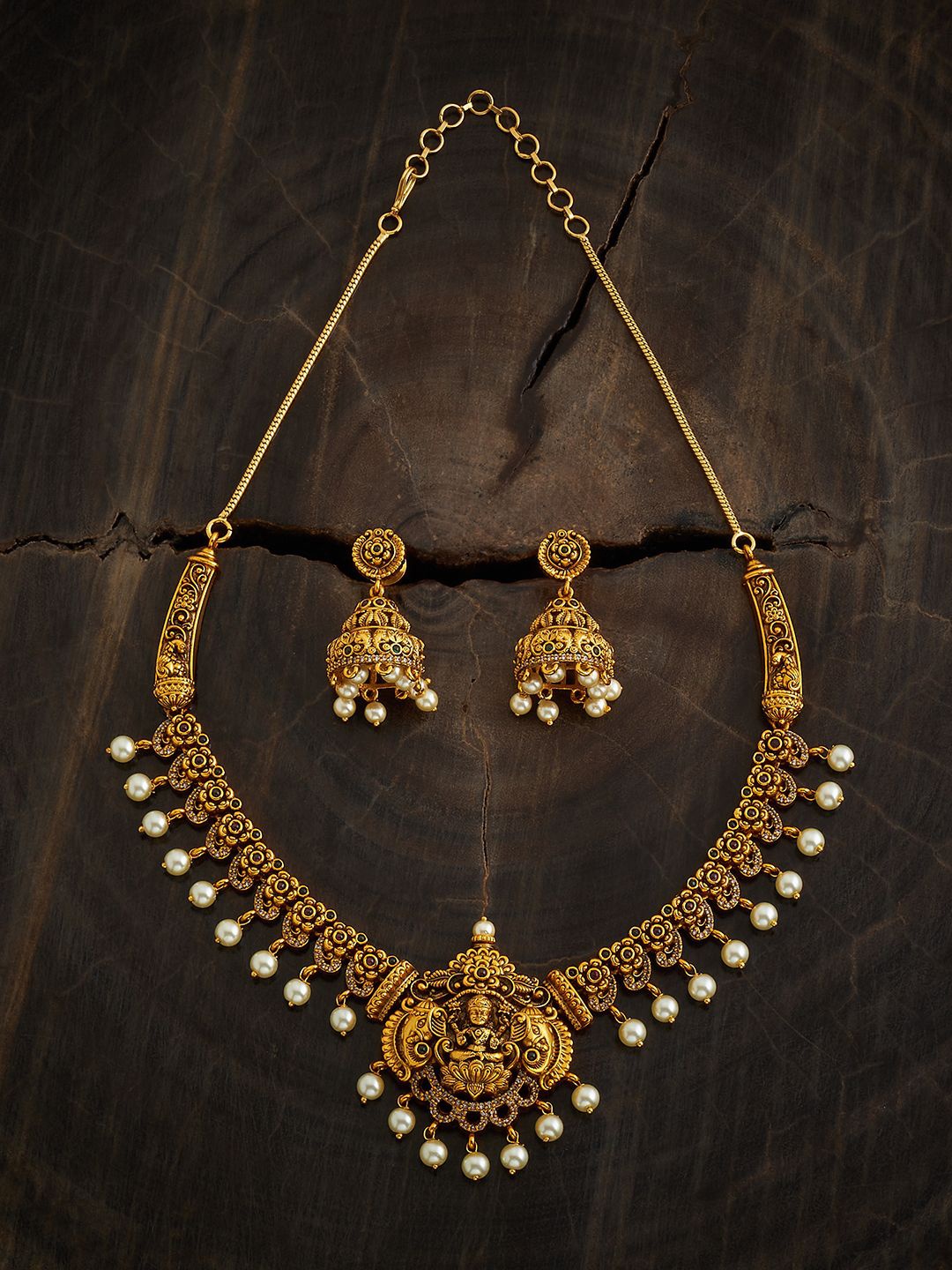 Kushal's Fashion Jewellery Gold-Plated Stone-Studded & Beaded Antique Necklace & Earrings
Kushal's Fashion Jewellery Gold-Plated Stone-Studded & Beaded Antique Necklace & Earrings