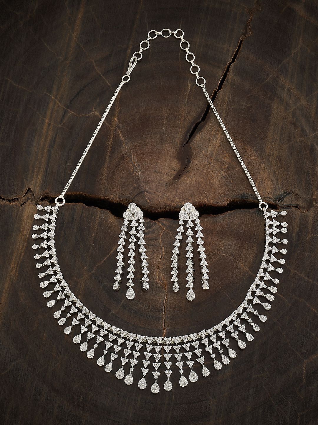 Kushal's Fashion Jewellery Rhodium-Plated Cubic Zirconia Studded Jewellery Set, Silver
Kushal's Fashion Jewellery Rhodium-Plated Cubic Zirconia Studded Jewellery Set, Silver
