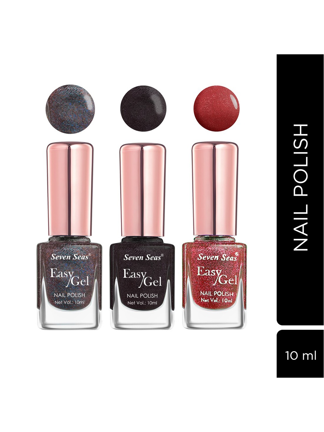 Seven Seas Set of 3 Easy Gel Long Lasting Nail Polishes 10ml Each - 245 + 238 + 246, Black
Seven Seas Set of 3 Easy Gel Long Lasting Nail Polishes 10ml Each - 245 + 238 + 246, Black
