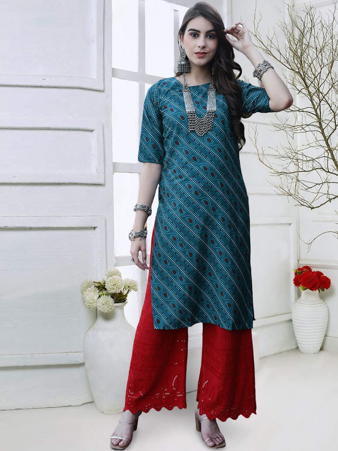 7Threads Women Dyed Cold-Shoulder Sleeves Mirror Work Floral Crepe Pathani Kurta, Multi
7Threads Women Dyed Cold-Shoulder Sleeves Mirror Work Floral Crepe Pathani Kurta, Multi