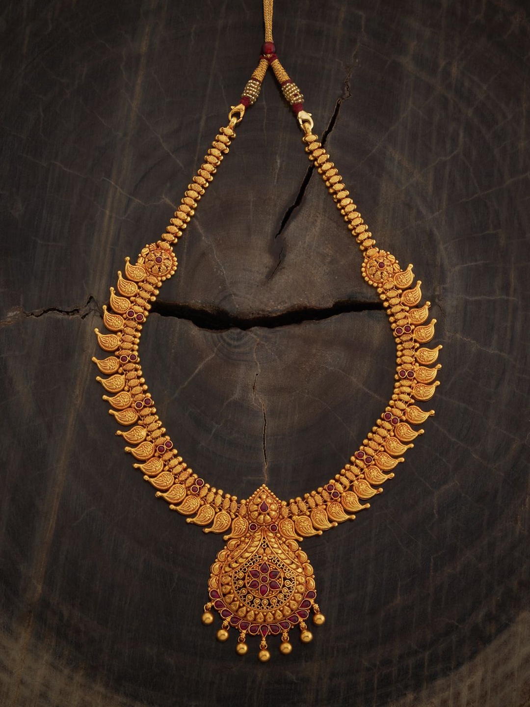 Kushal's Fashion Jewellery 92.5 Pure Silver Gold-Plated Artificial Stones Temple Necklace, Red
Kushal's Fashion Jewellery 92.5 Pure Silver Gold-Plated Artificial Stones Temple Necklace, Red
