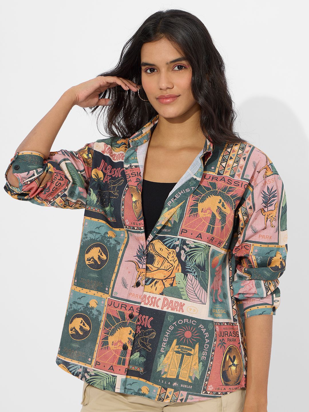 The Souled Store Women Spread Collar Graphic Printed Cotton Oversized Casual Shirt, Red
The Souled Store Women Spread Collar Graphic Printed Cotton Oversized Casual Shirt, Red