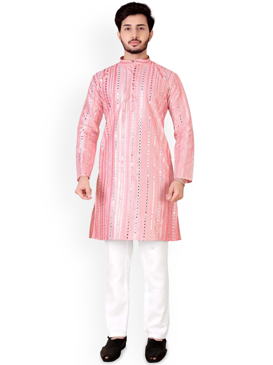 trustous Men Embroidered Regular Mirror Work Pure Cotton Kurta with Pyjamas, Pink
trustous Men Embroidered Regular Mirror Work Pure Cotton Kurta with Pyjamas, Pink